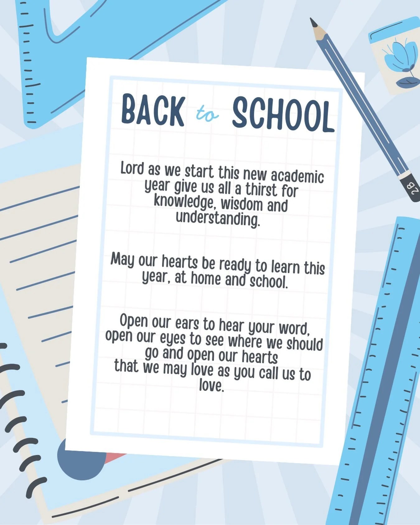 At the start of the new academic year, we prayer for everyone heading back into school, pupils, teachers and support staff.
May this year be filled with knowledge and blessings.