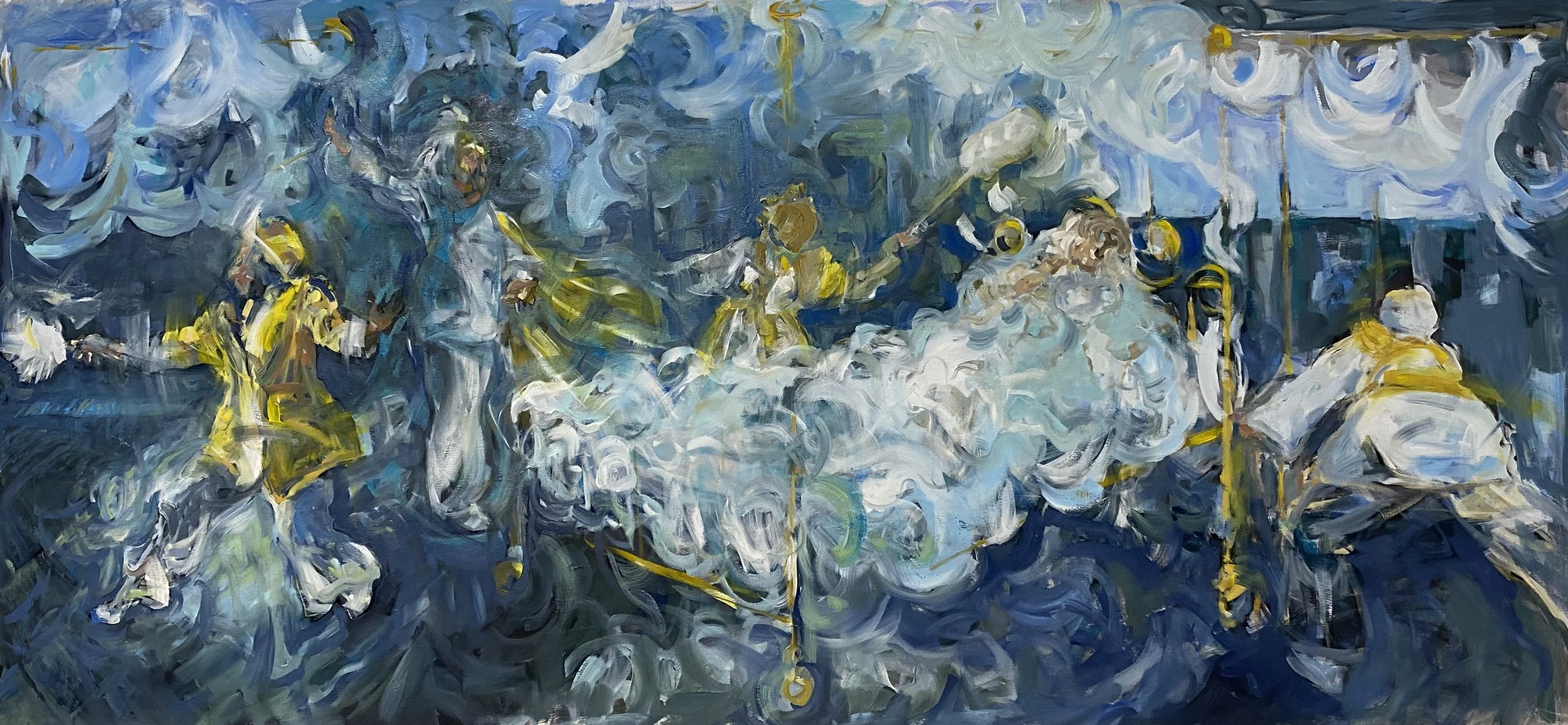 Golden Slumbers group dance
Oil on canvas
1mx2.15m