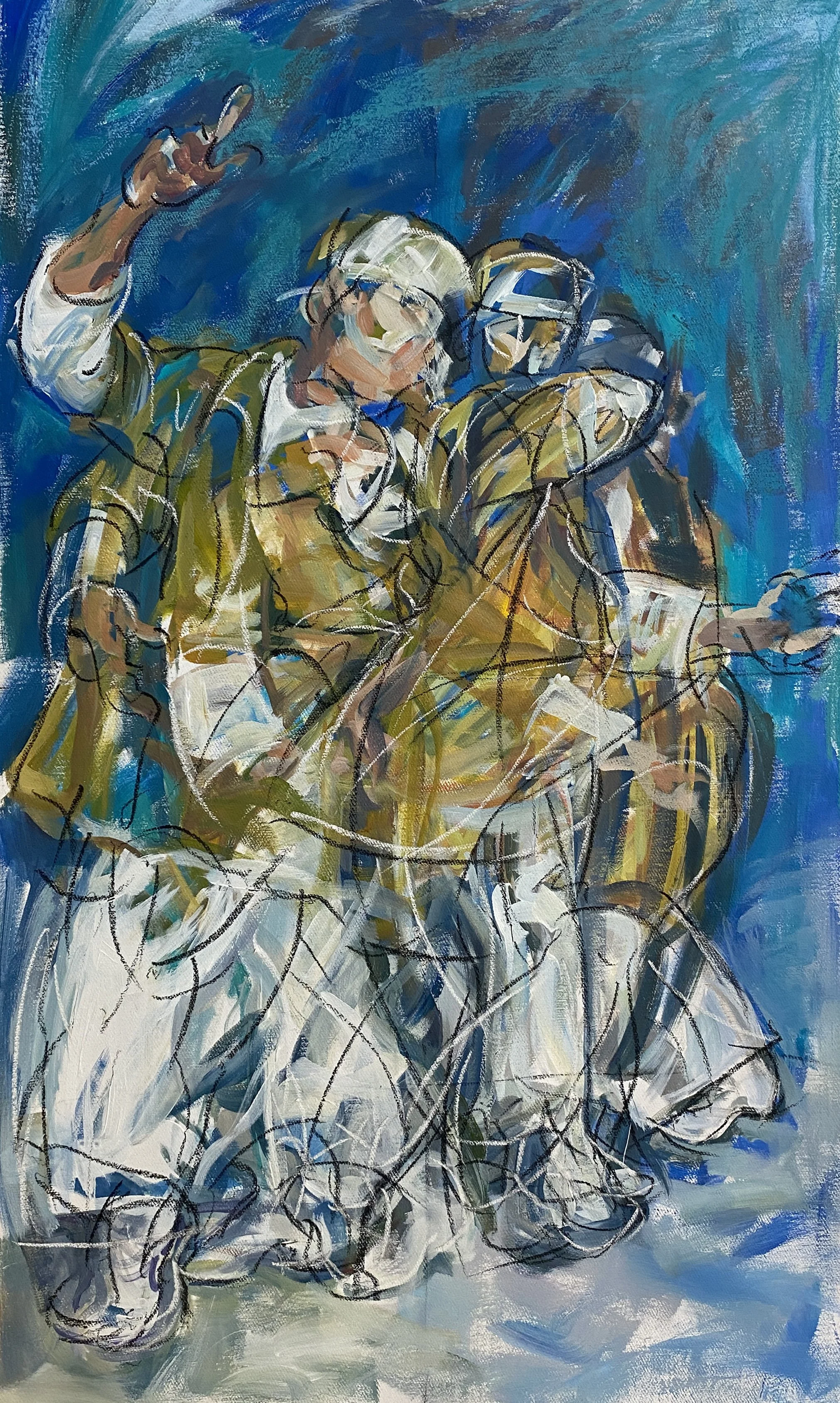 Abstract Ninja spin
Acrylic and pastel on canvas
49cmx80cm