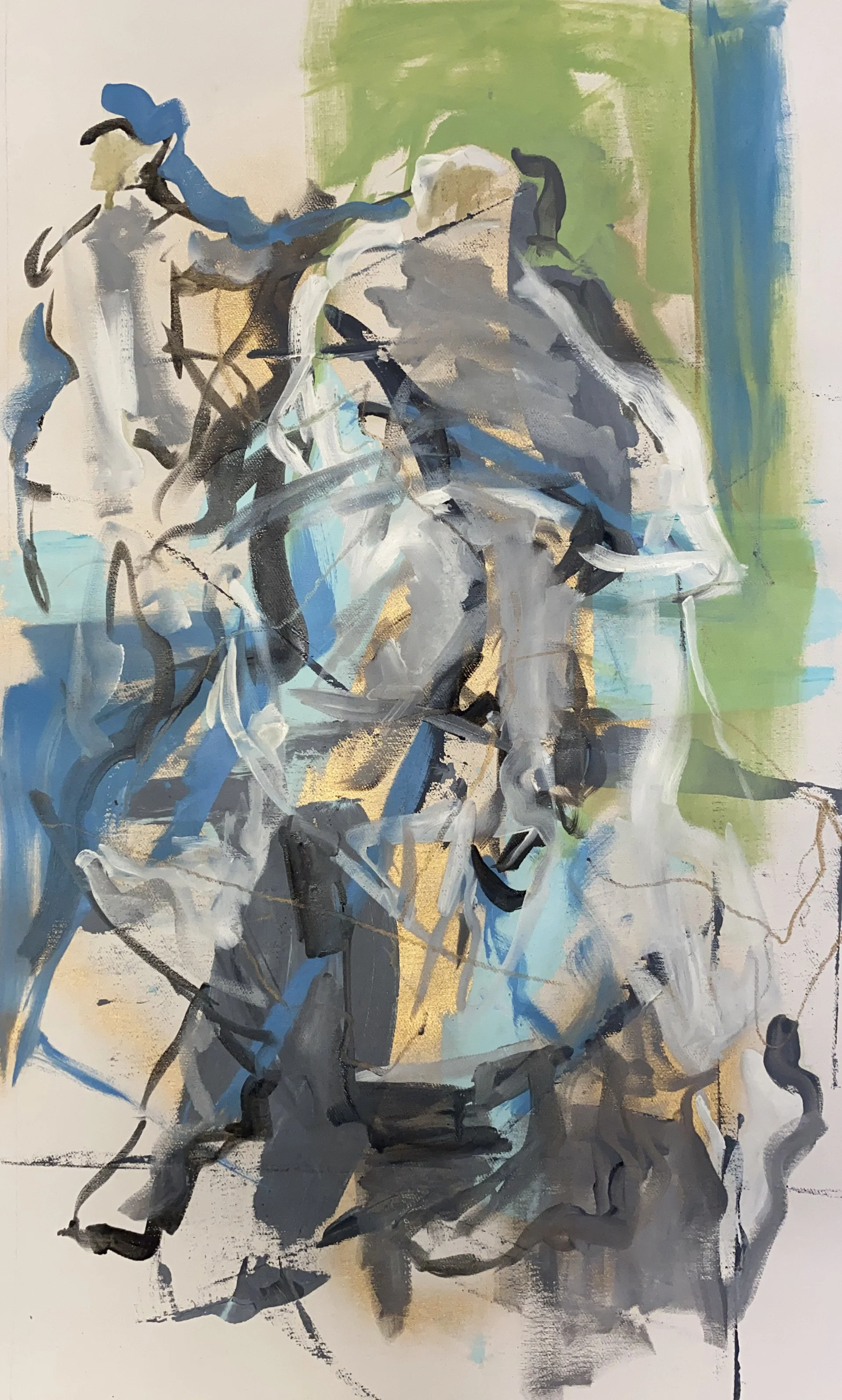 Group charge
Gold acrylic and oil on canvas
77.5cmx45cm