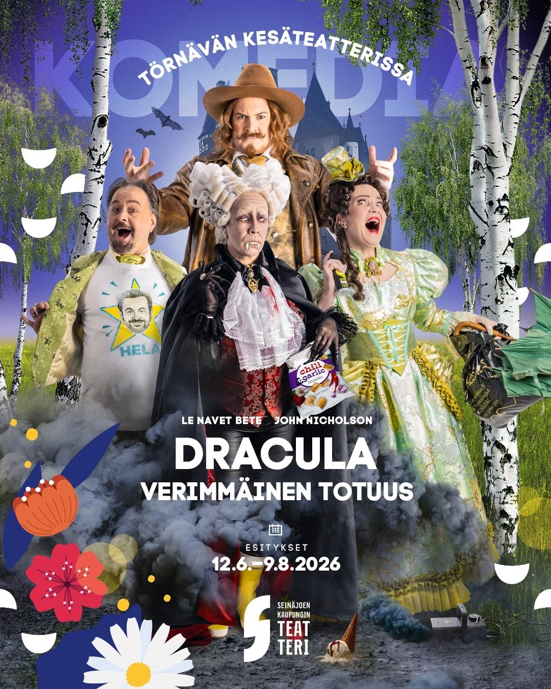 Dracula - Verimmäinen Totuus (Dracula: The Bloody Truth) at  Törnävän kesäteatteri (Törnävä Summer Theatre) in Seinäjoki, Finland