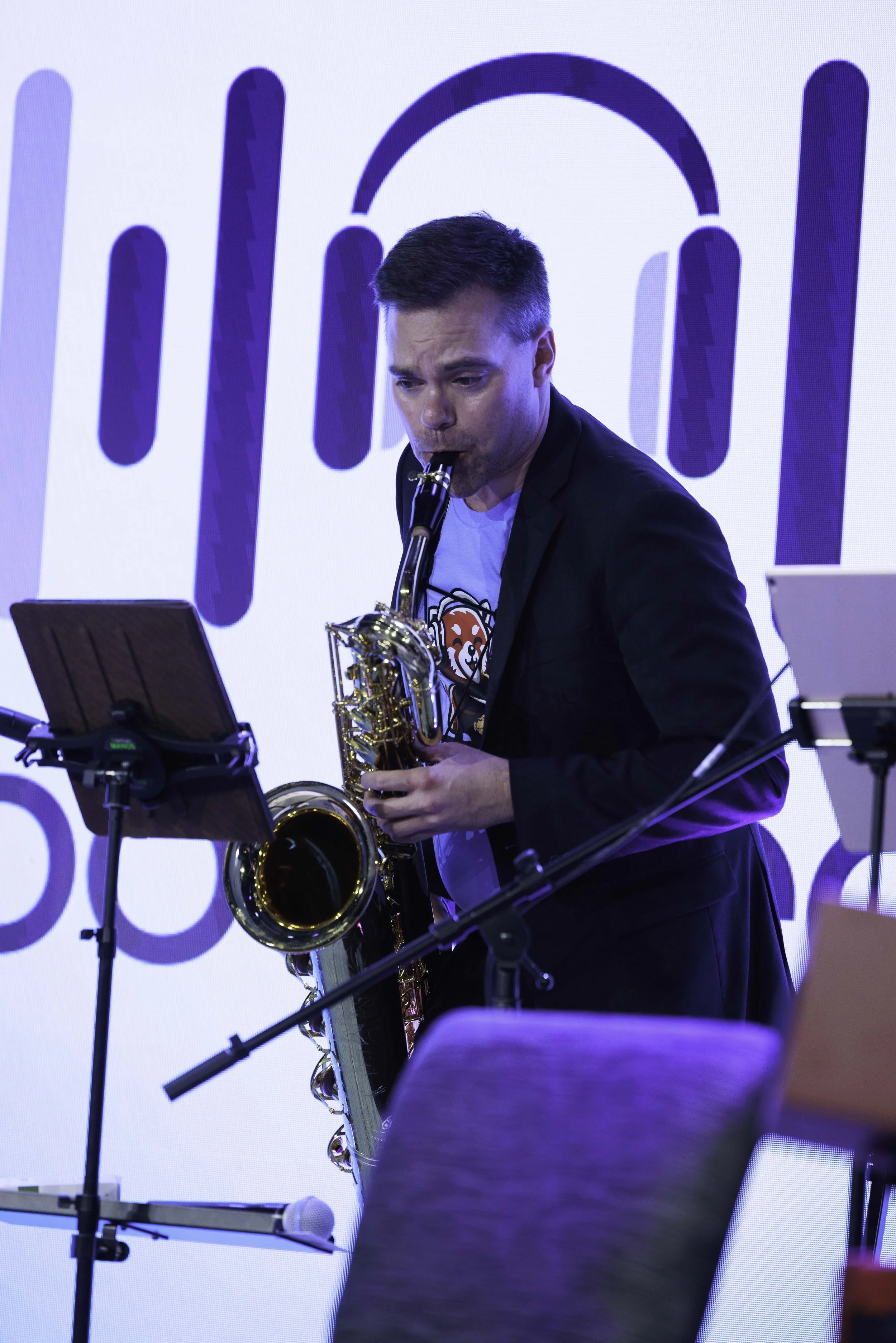 Matt Evans rocking the baritone sax.