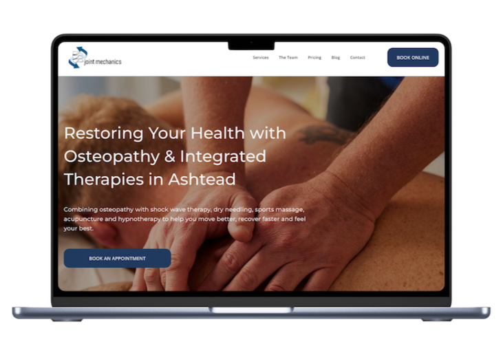 joint mechanics desktop view mockup