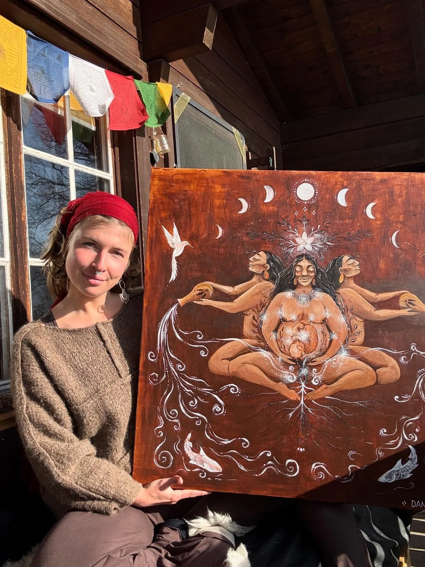 This painting is a blessing, a prayer to heal the feminine, both within and without. 
It is a call to tend to your inner rhythms and to trust the slow pace that pulses in your womb.
She invites us to plant our seeds and to believe in the potential of