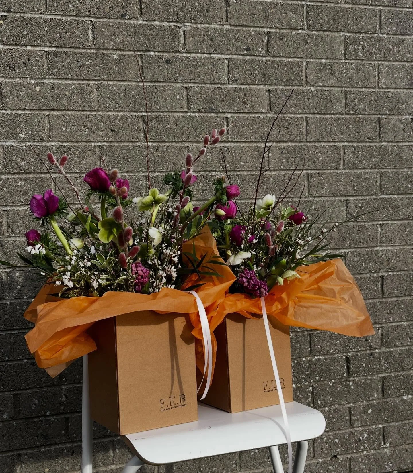 Valentines 💌 

No roses!

Just a seasonal combination of Hellebore&rsquo;s, Anemones, Hyacinths, Salix, Spirea, Pittosporum, Eucalyptus that speaks love to me.