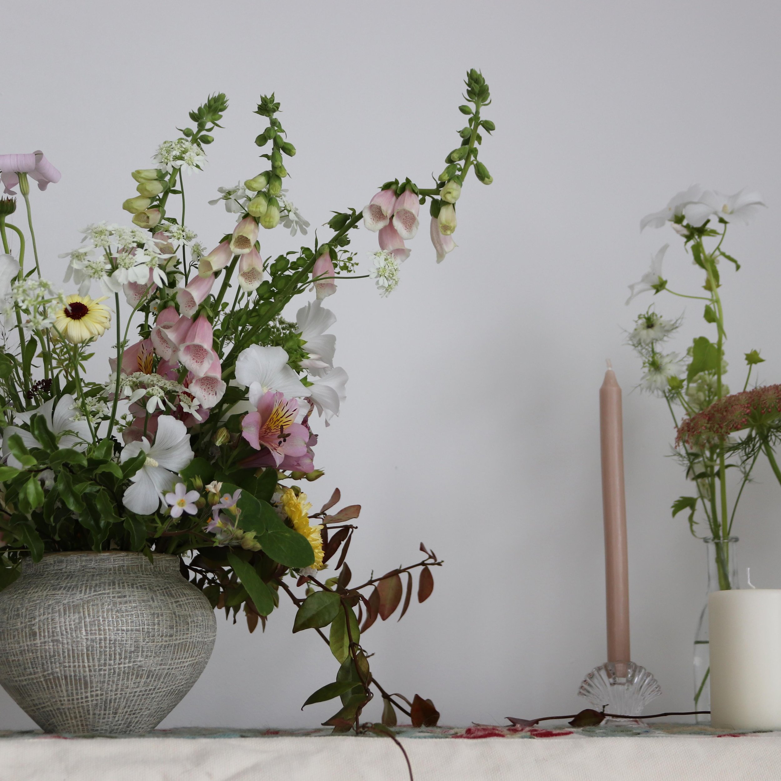 A June Urn, in whites and pastels.

Created with exclusively seasonal Irish grown blooms