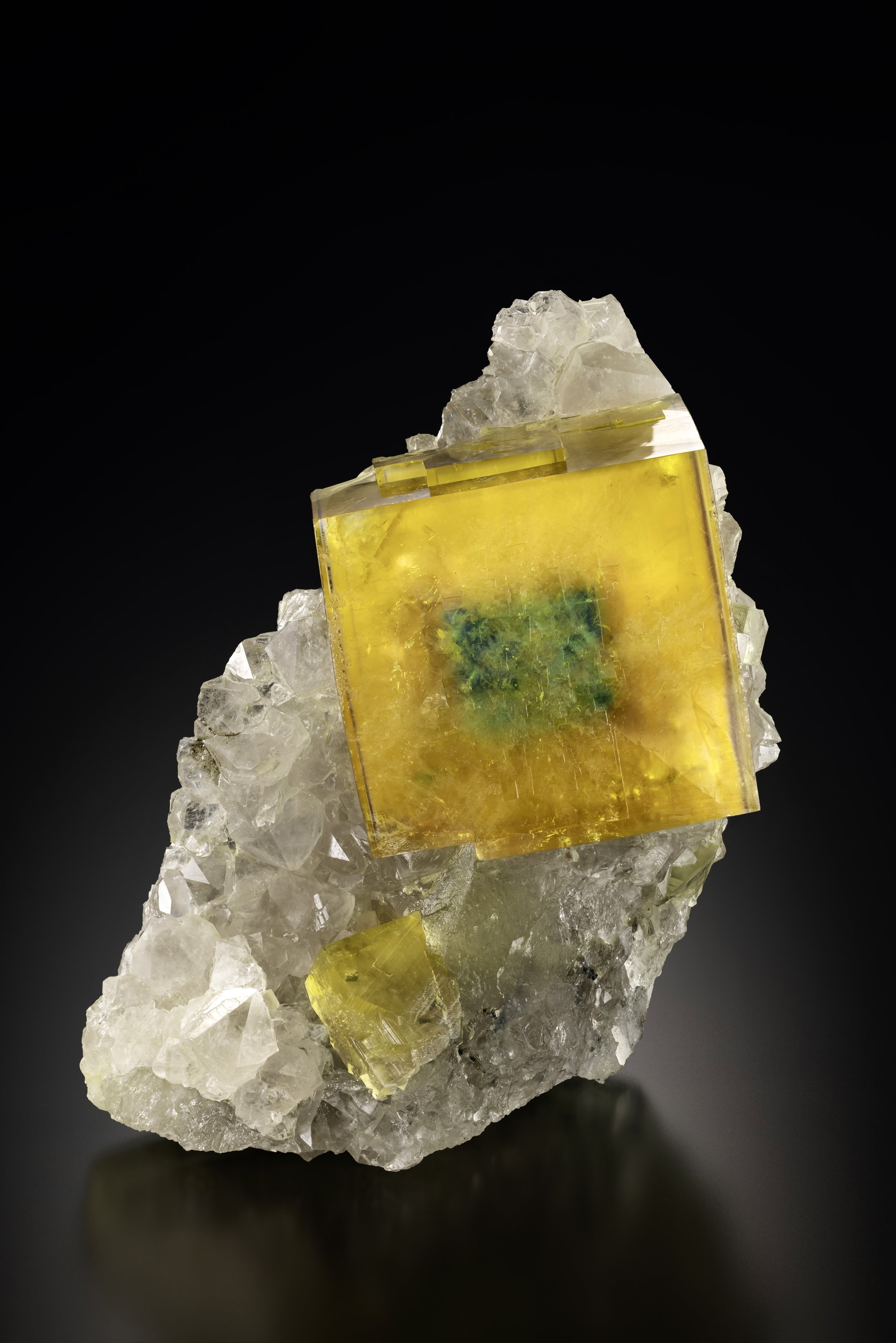 Fluorite on Quartz
- Marsanges Mine, France