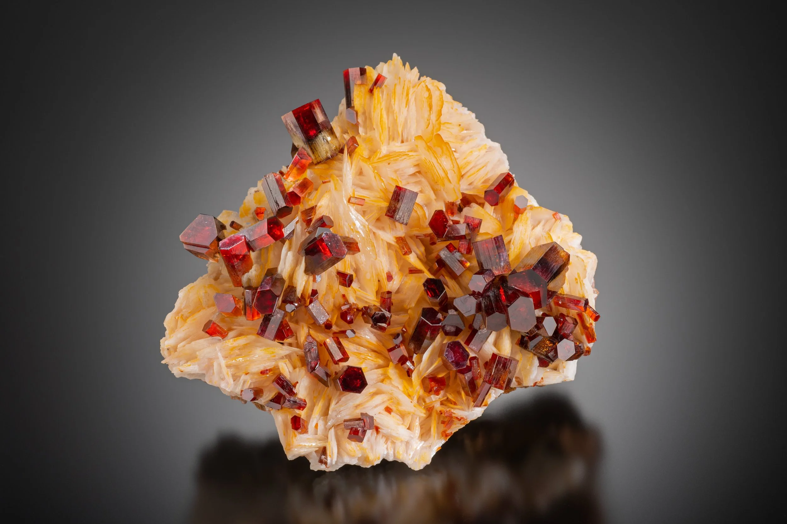 Vanadanite on Barite -
Mibladen Mine, Midelt, Morocco 