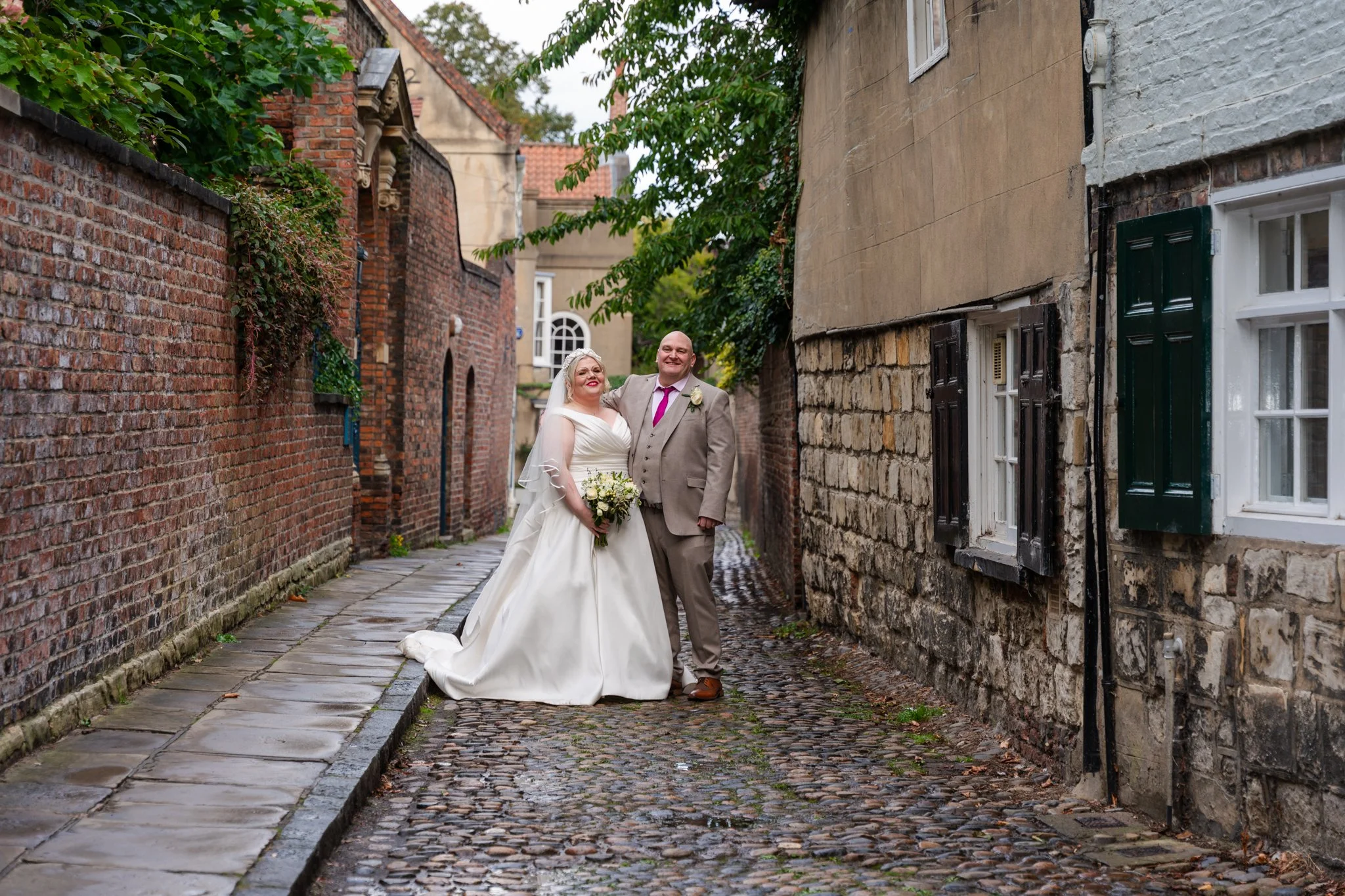 Down the old streets in York city Centre.