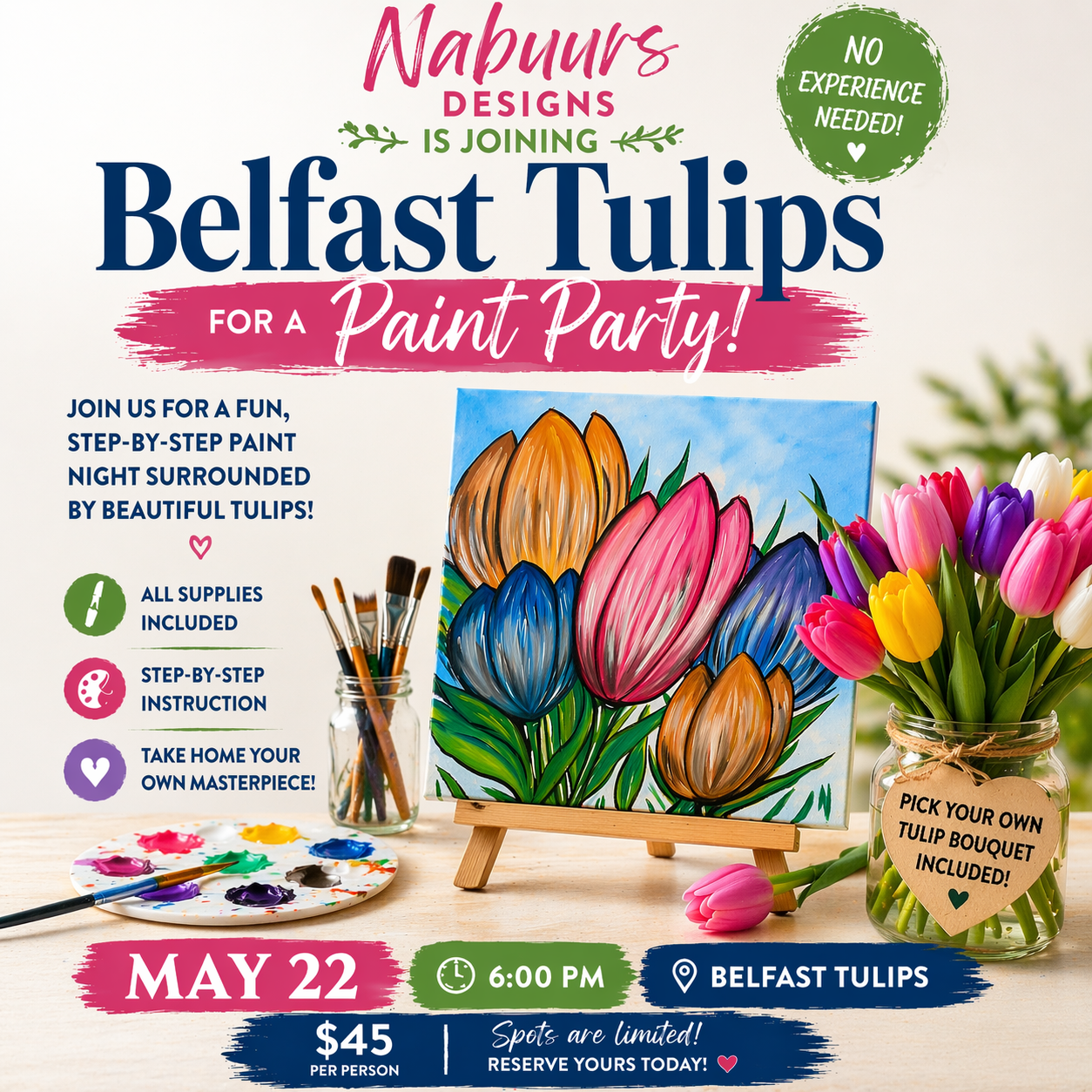Paint Night with Belfast Tulips- May 22nd 💐