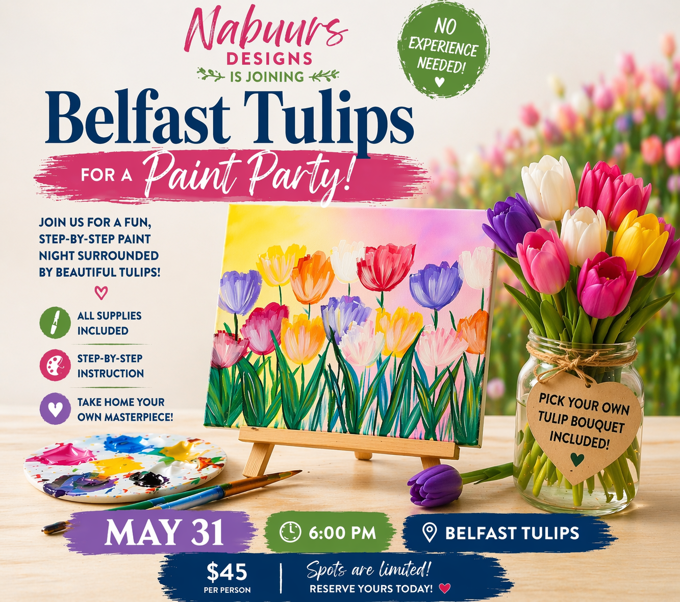 Paint Night with Belfast Tulips-May 31st💐