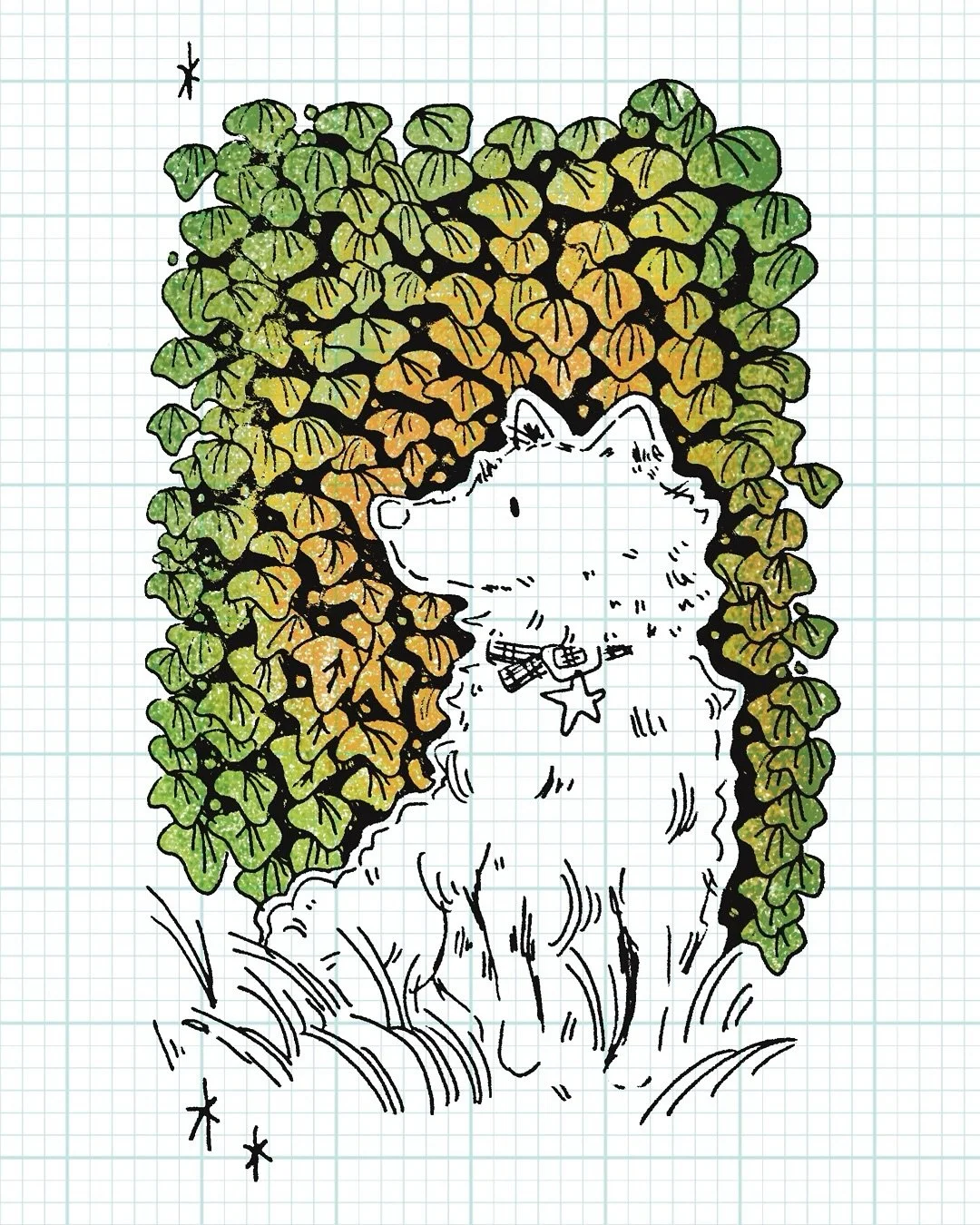 digitised a little doodle i did of my dog a few weeks ago! swipe to see him 🌟