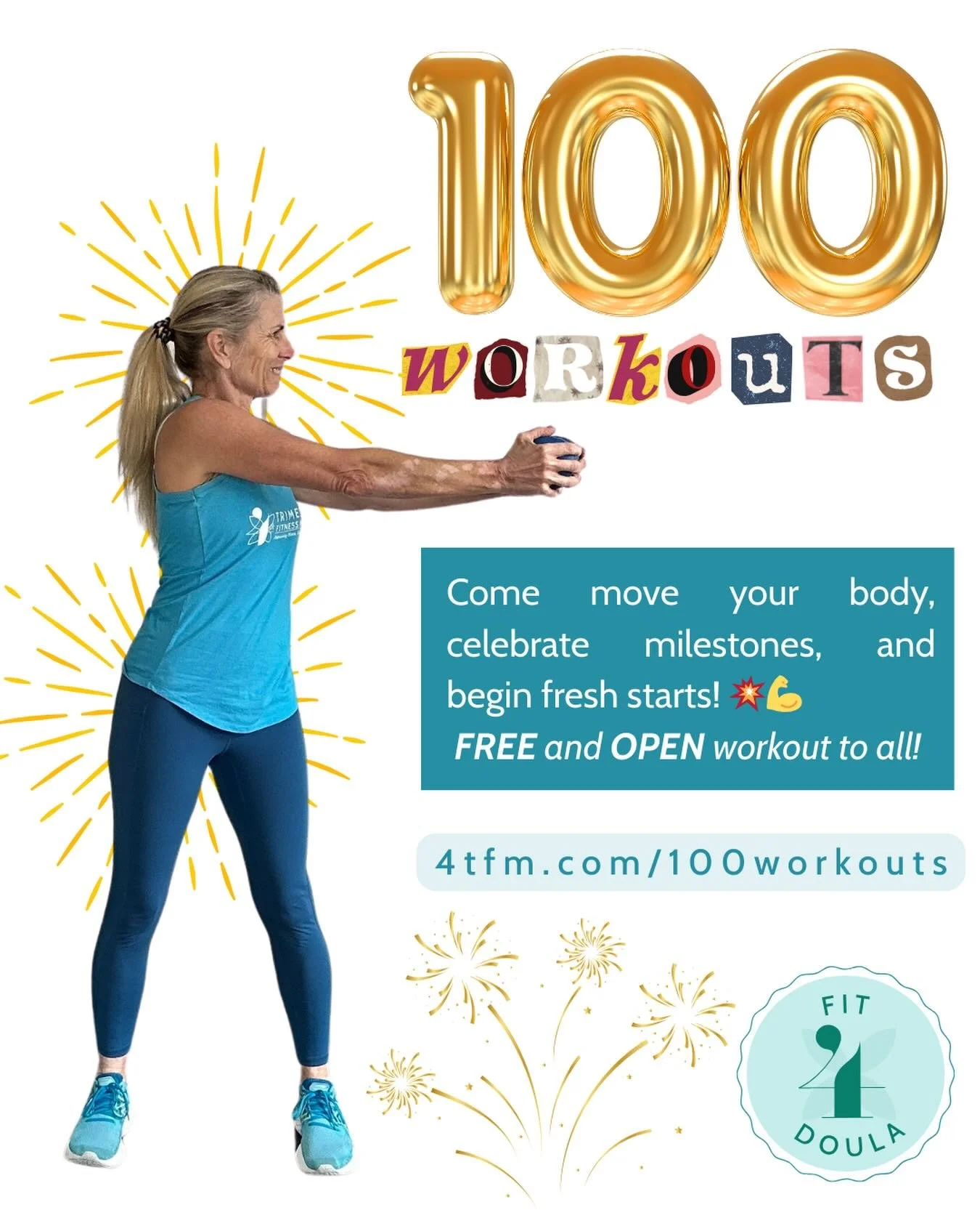 ⬇️ Comment &lsquo;Fit4Doula&rsquo; and we&rsquo;ll DM the invite link! 

✨ Move your body, celebrate milestones, and begin fresh starts!💥💪 FREE and OPEN workout to all! 

We&rsquo;d love to kick off 2️⃣0️⃣2️⃣6️⃣ with you! 

Visit [4tfm.com/100worko