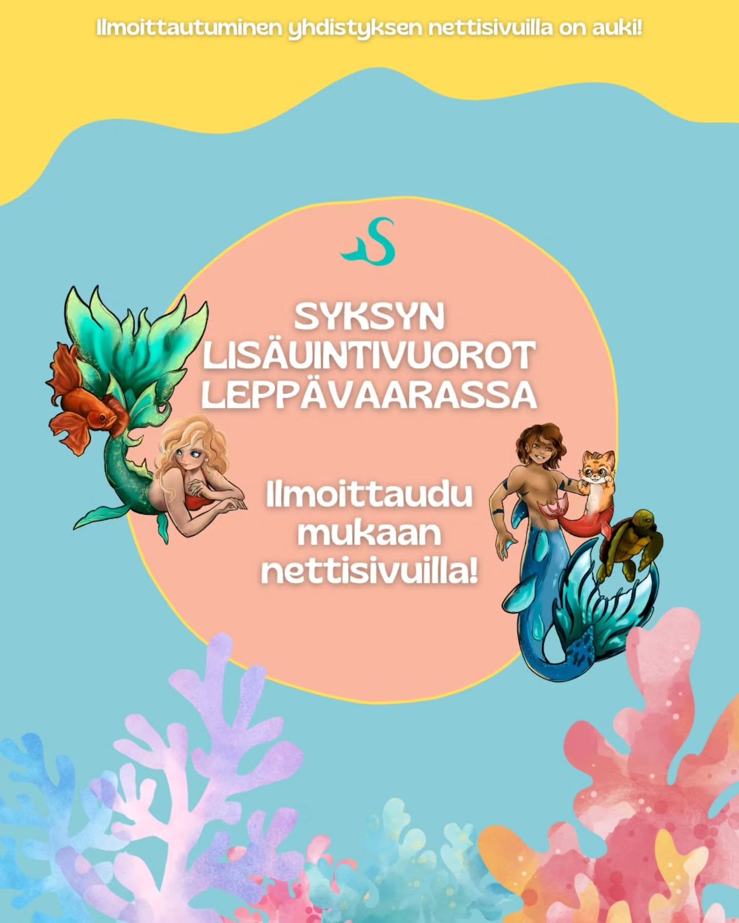 🧜🏼&zwj;♀️ Suomen Merenneitoharrastajat ry vierailee syyskaudella 2025 kaksi kertaa Lepp&auml;vaaran uimahallin hyppyaltaassa. K&auml;yt&ouml;ss&auml; on koko suuri 5 metri&auml; syv&auml; hyppyallas, jossa on tilaa treenata ja nauttia vedest&auml;.