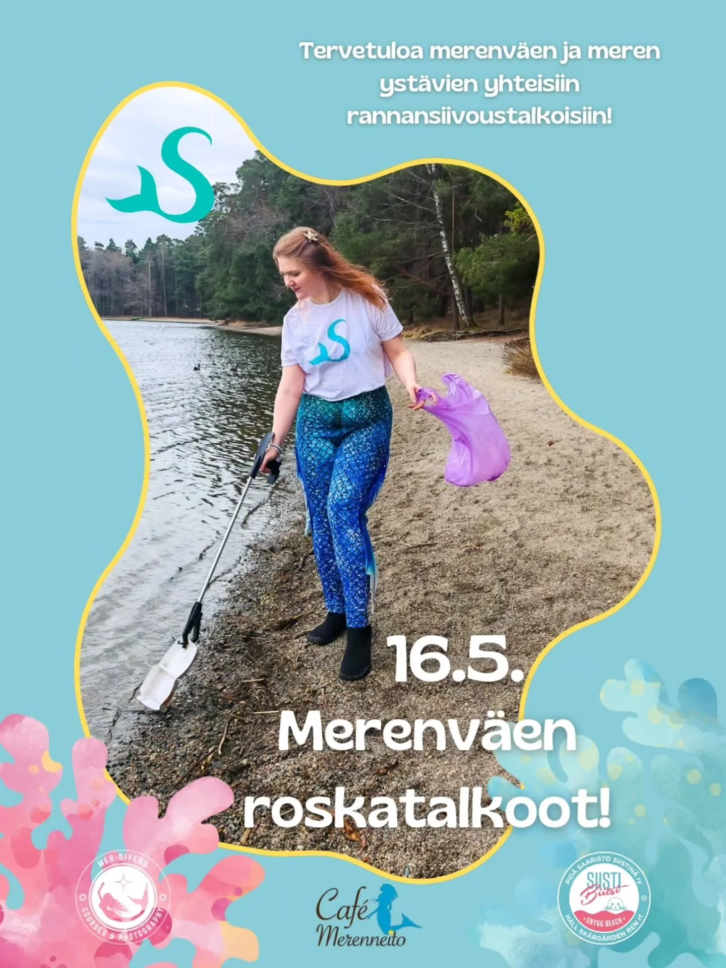 Tervetuloa mukaan merenv&auml;en rannansiivoustalkoisiin! 🧜&zwj;♀️ 

Paikka: Matinkyl&auml;n uimaranta 🏖️ 
Aloitusaika: 16.5.2026 klo 13:00

Kauniina toukokuisena lauantaina 16.5. tapaamme Cafe Merenneidon viereisell&auml; parkkipaikalla klo 13.00.
