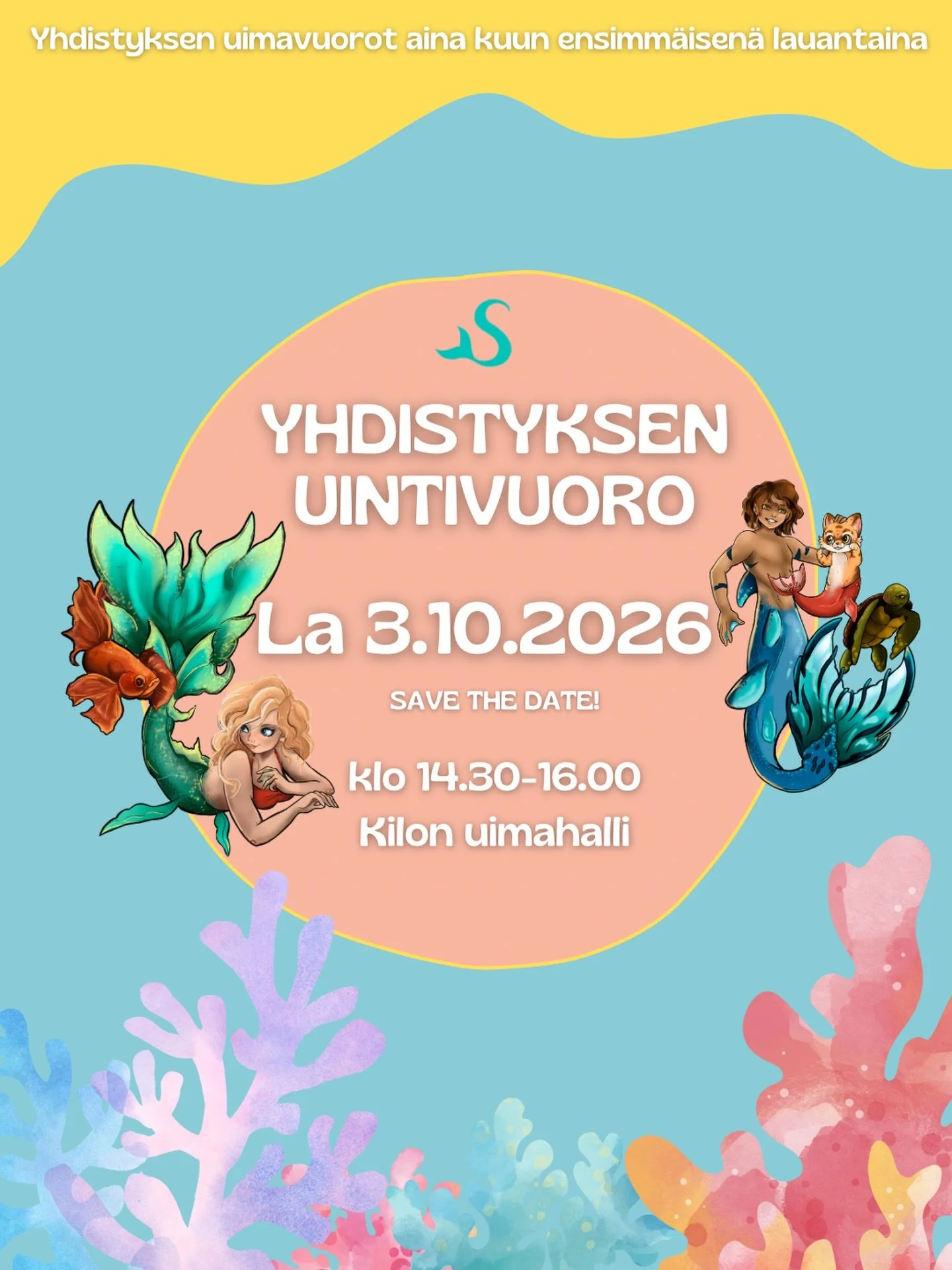 Lokakuun uintivuoron ilmoittautuminen k&auml;y kuumana! 🔥 tuutko mukaan? No tietenkin tuut! 🧜&zwj;♀️

La 3.10. klo 14.30-16.00 @ Kilon uimahalli

Ilmoittautuminen: www.suomenmerenneitoharrastajat.com/kurssit