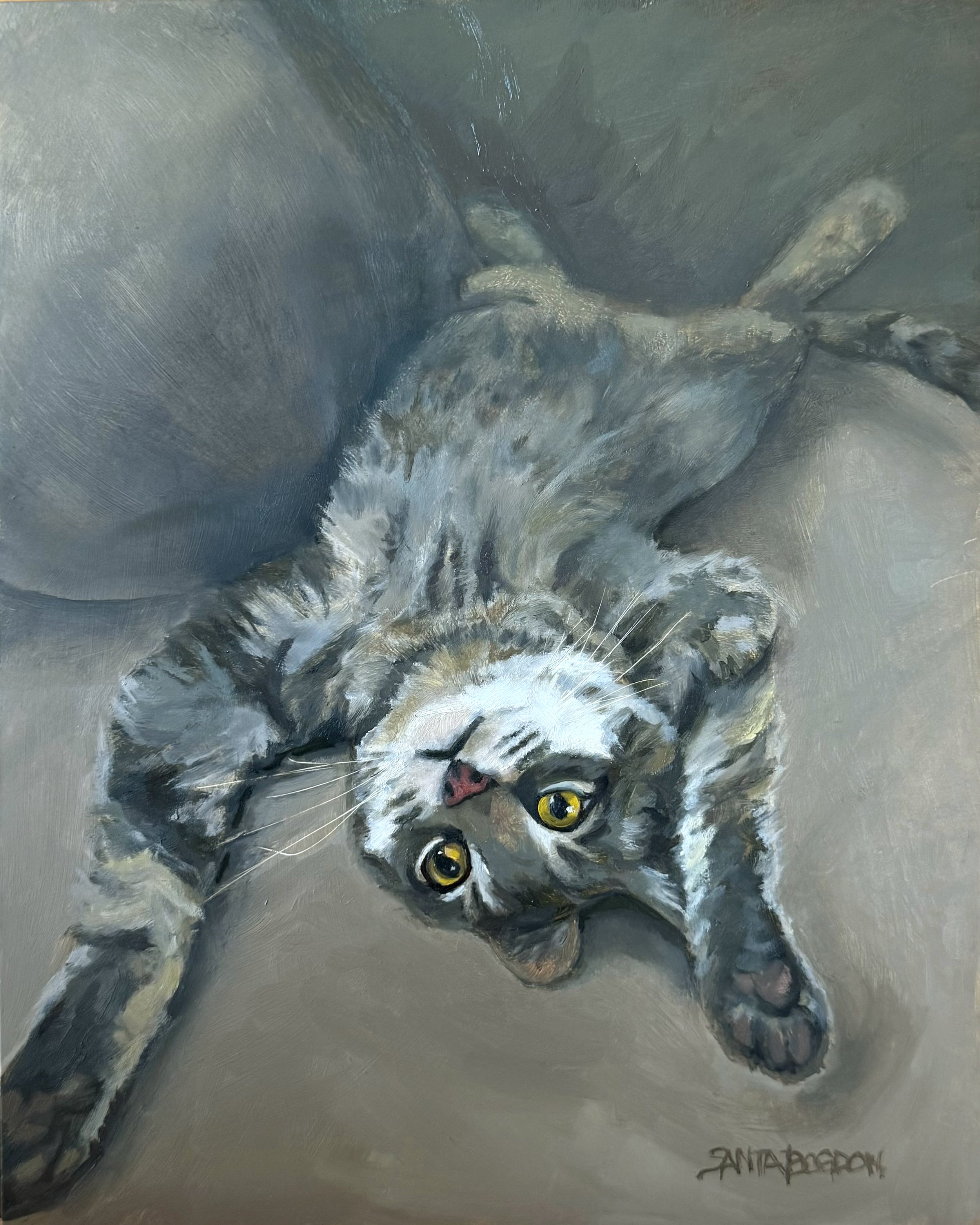 "Reclining Fingus"  8" x 10" oil on wood