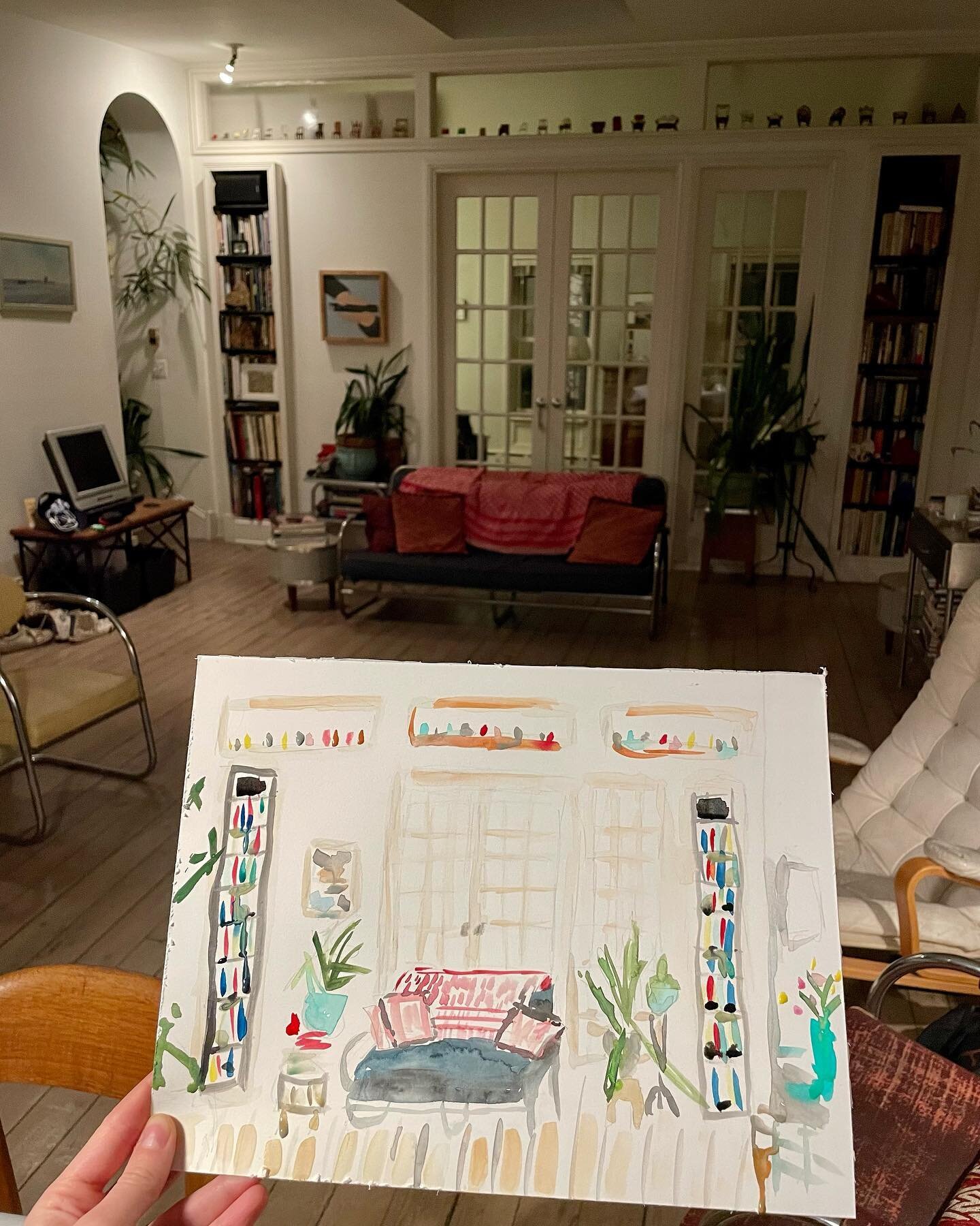 Williamsburg Watercolor Date Night! Mark wanted to commemorate our time in this beautiful sublet so he planned a watercolor date night where we could paint our favorite parts of the space 🥰
