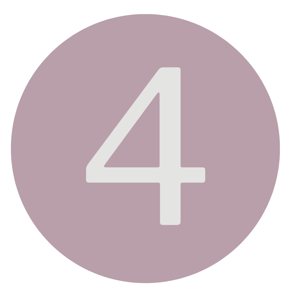 A circular graphic with a mauve background featuring the number 4 in white.