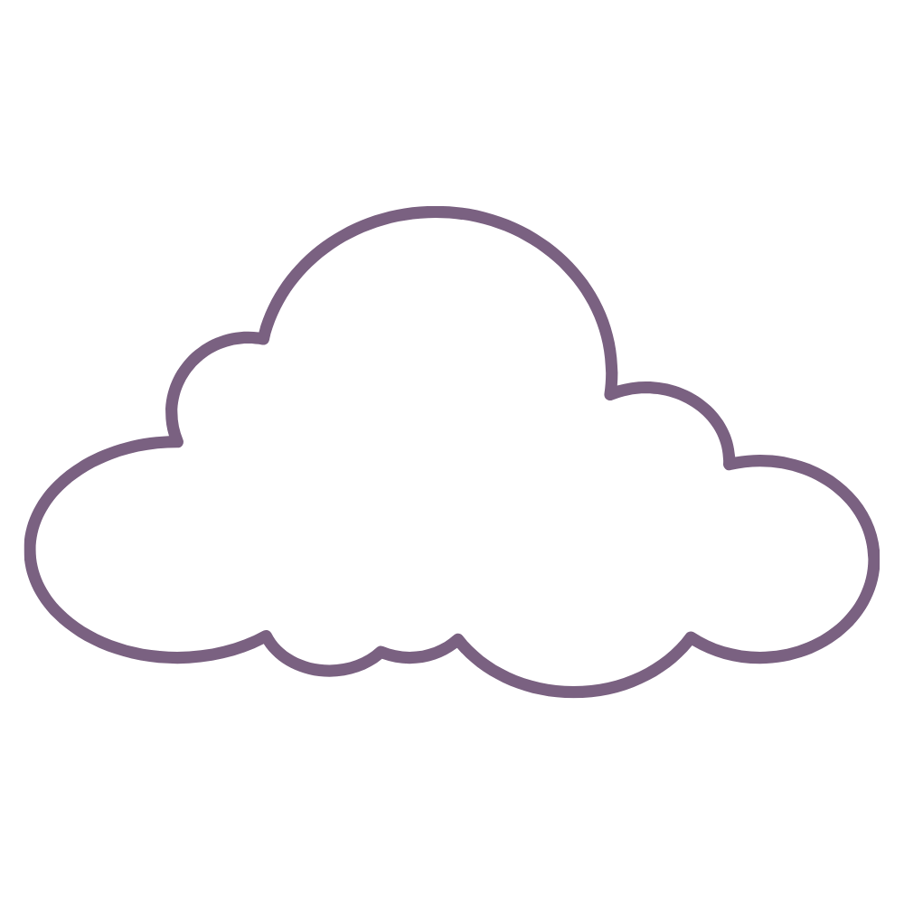 Outline illustration of a cloud with lines indicating weather conditions for a weather forecast.
