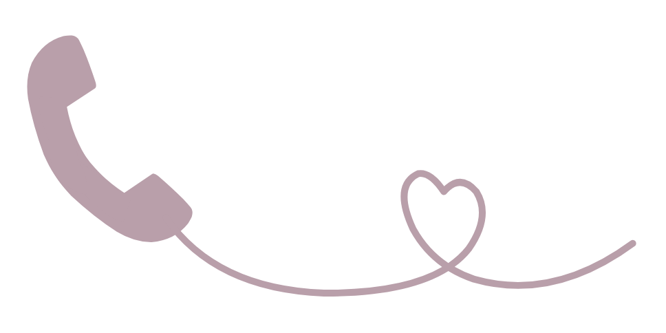 A purple telephone receiver with a heart shape in the middle of the cord.