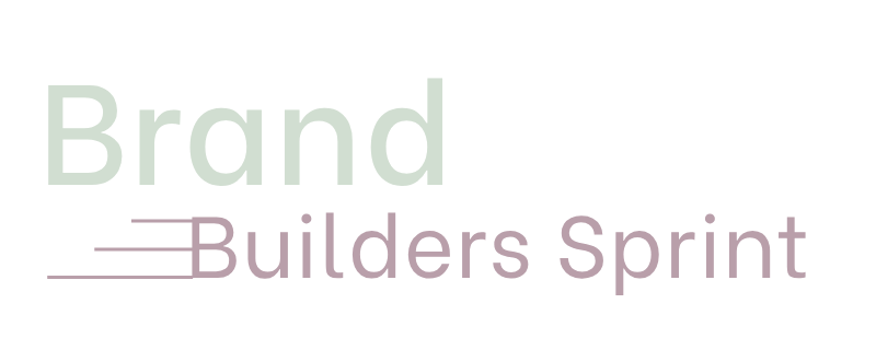 Text reading 'Brand Builders Sprint' with stylized lines, on a black background.