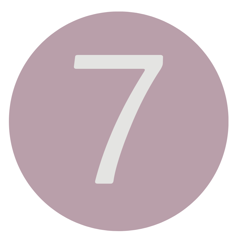 Number 7 displayed on a purple circular background.