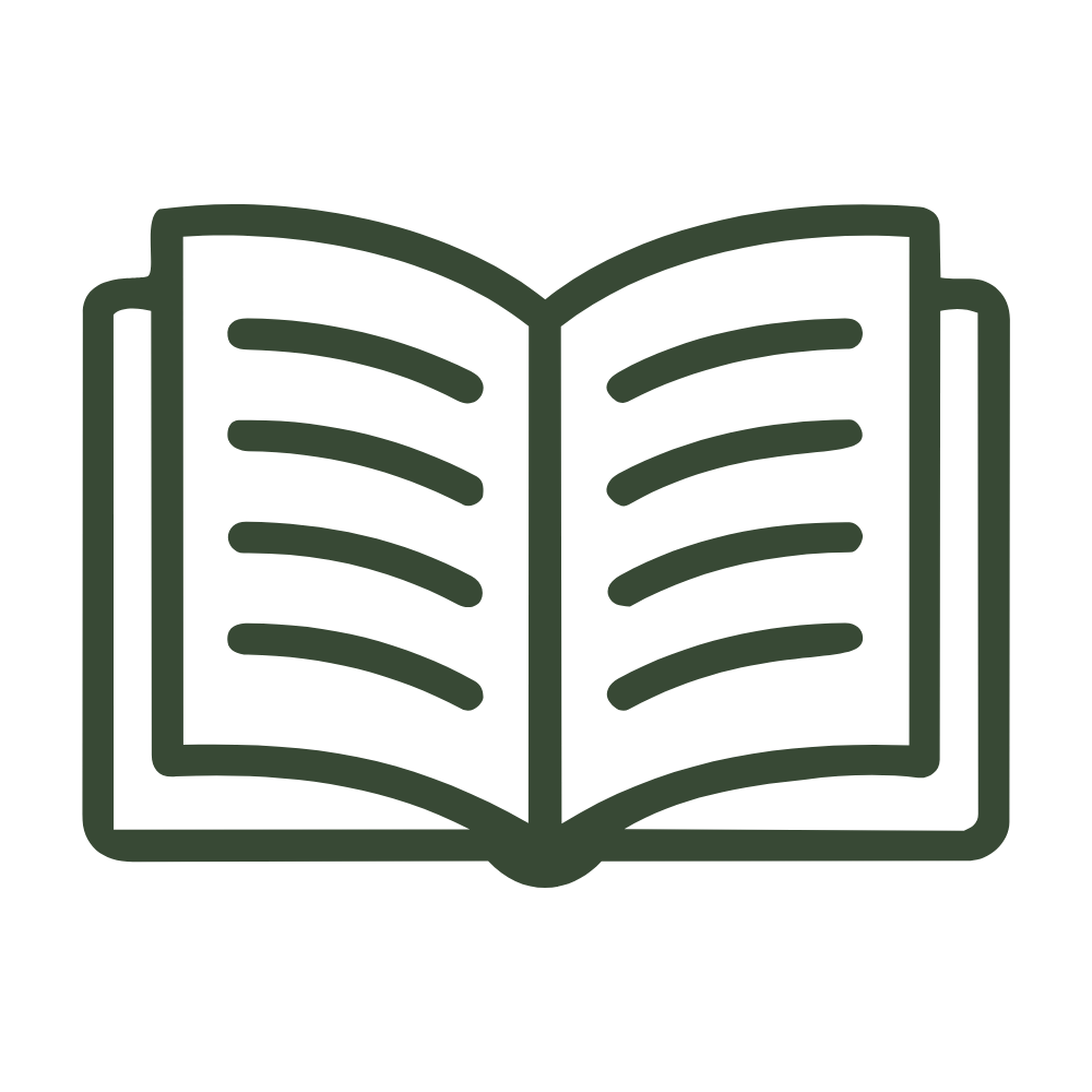 Icon of an open book with lines of text.