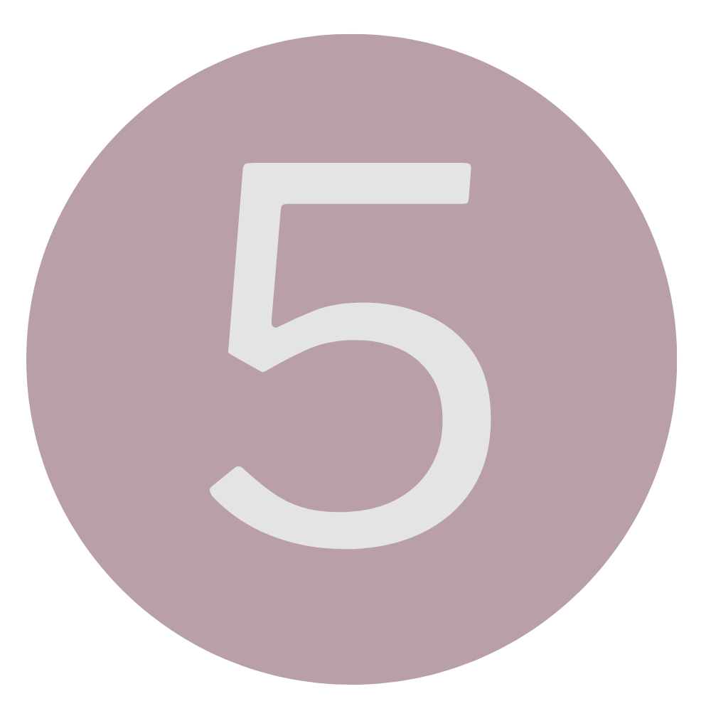 Number five on a purple circular background.