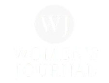 Logo of Women's Journal with a black circle background and white text