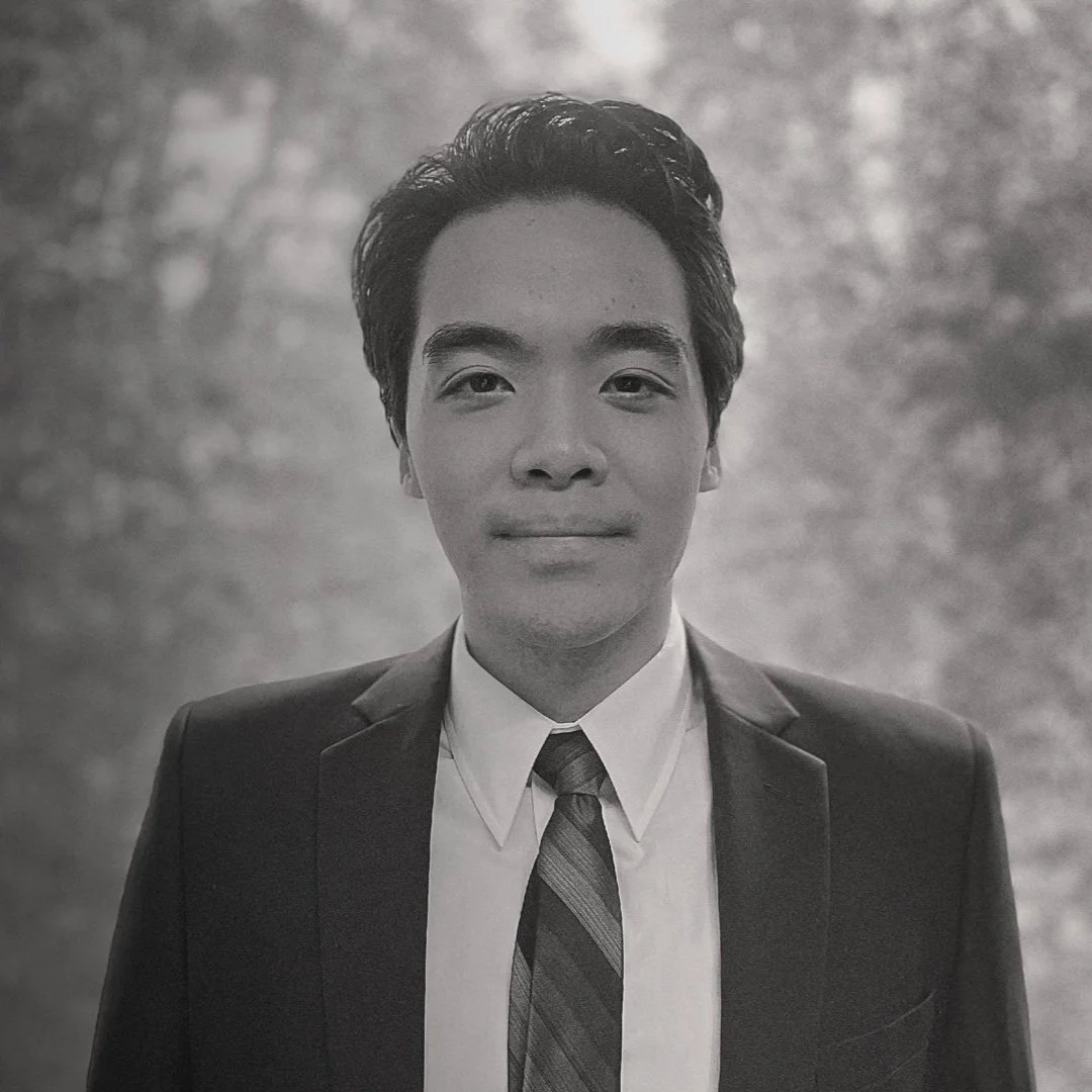 a black and white portrait of Allen Chan