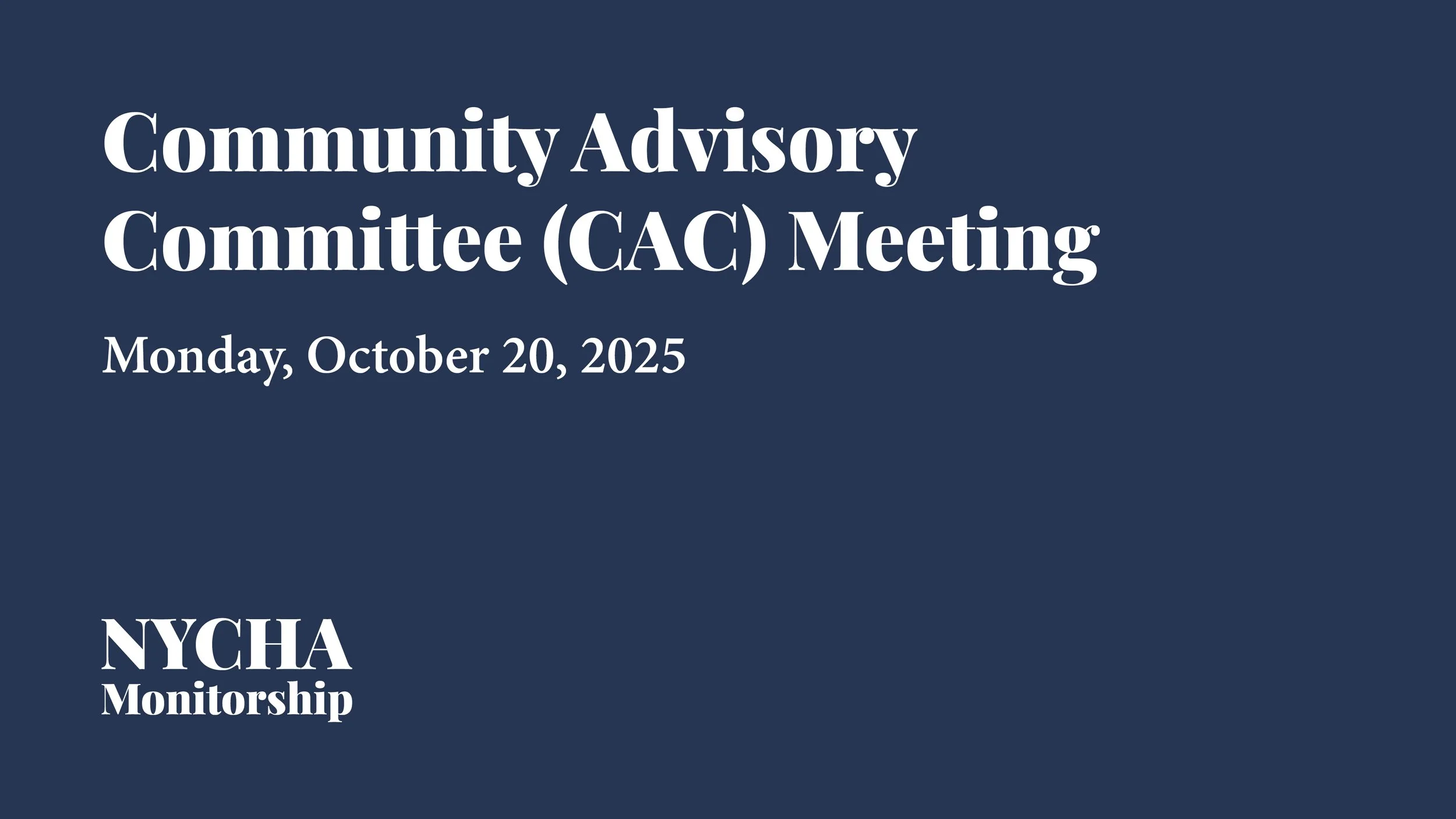 October 2025 CAC Meeting