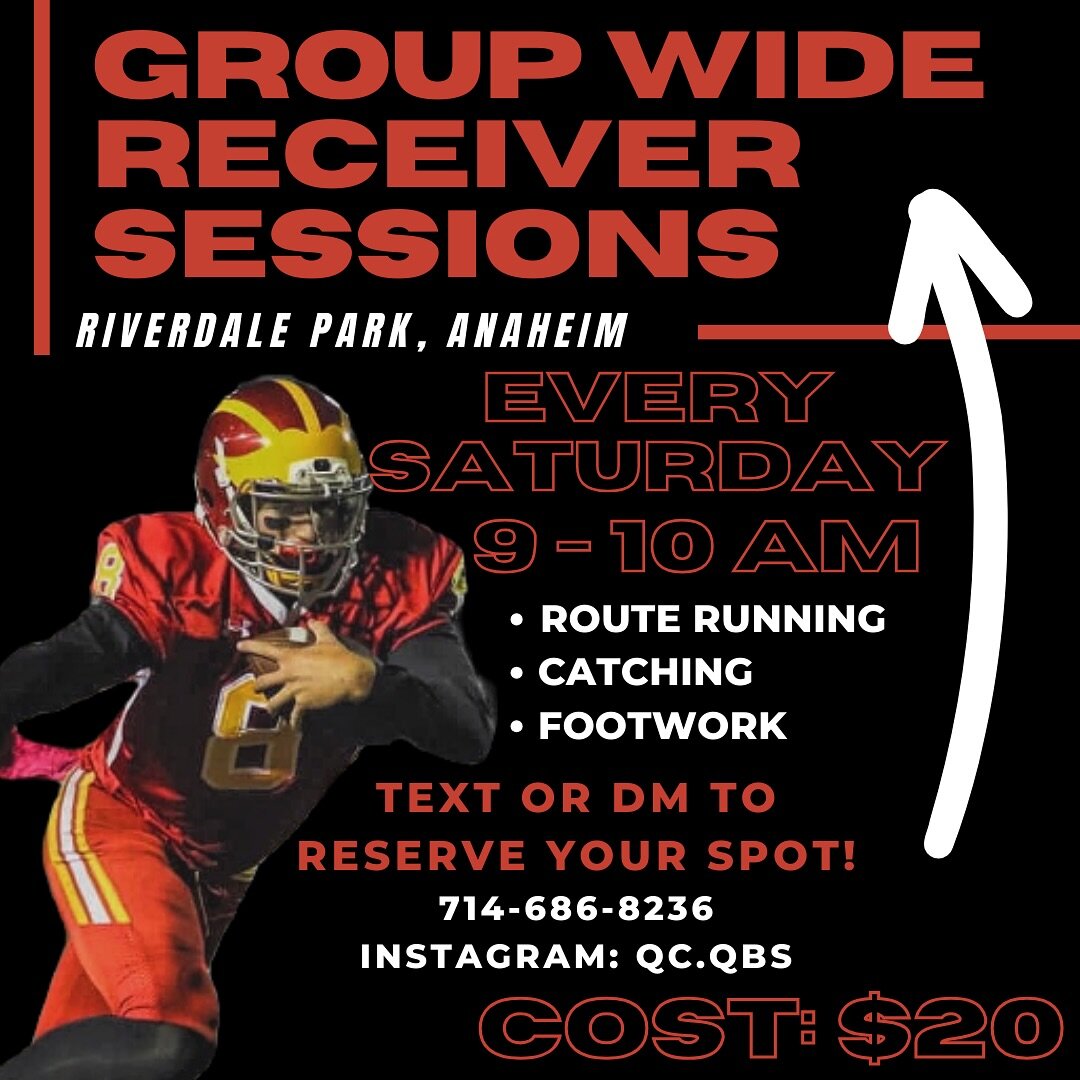 Join us Saturday mornings to get ready for the upcoming season! $20 for an hour of drills and routes with QBs throwing. Reserve your spot using the link in my bio!

#qcqbs #quarterbacktraining #widereceivertraining #footballtraining