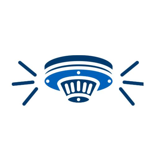 Illustration of a smoke detector with three lines indicating alarm sounds.