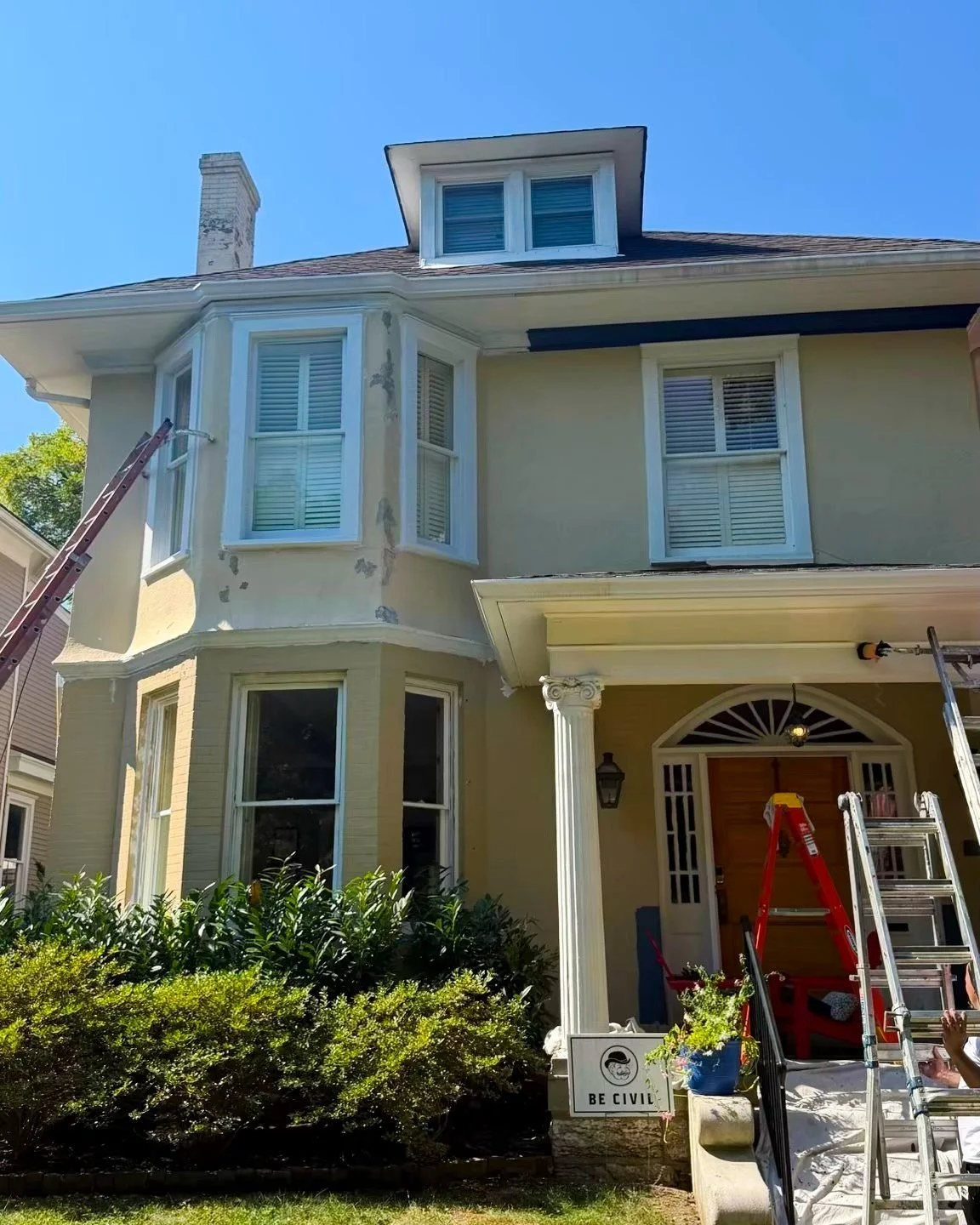 Another happy customer ❤️ Take a look at these before &amp; after photos!

Our team recently completed a full exterior repaint of this beautiful Highlands home, and what a difference! The project included extensive wood repairs, painting the brick, w