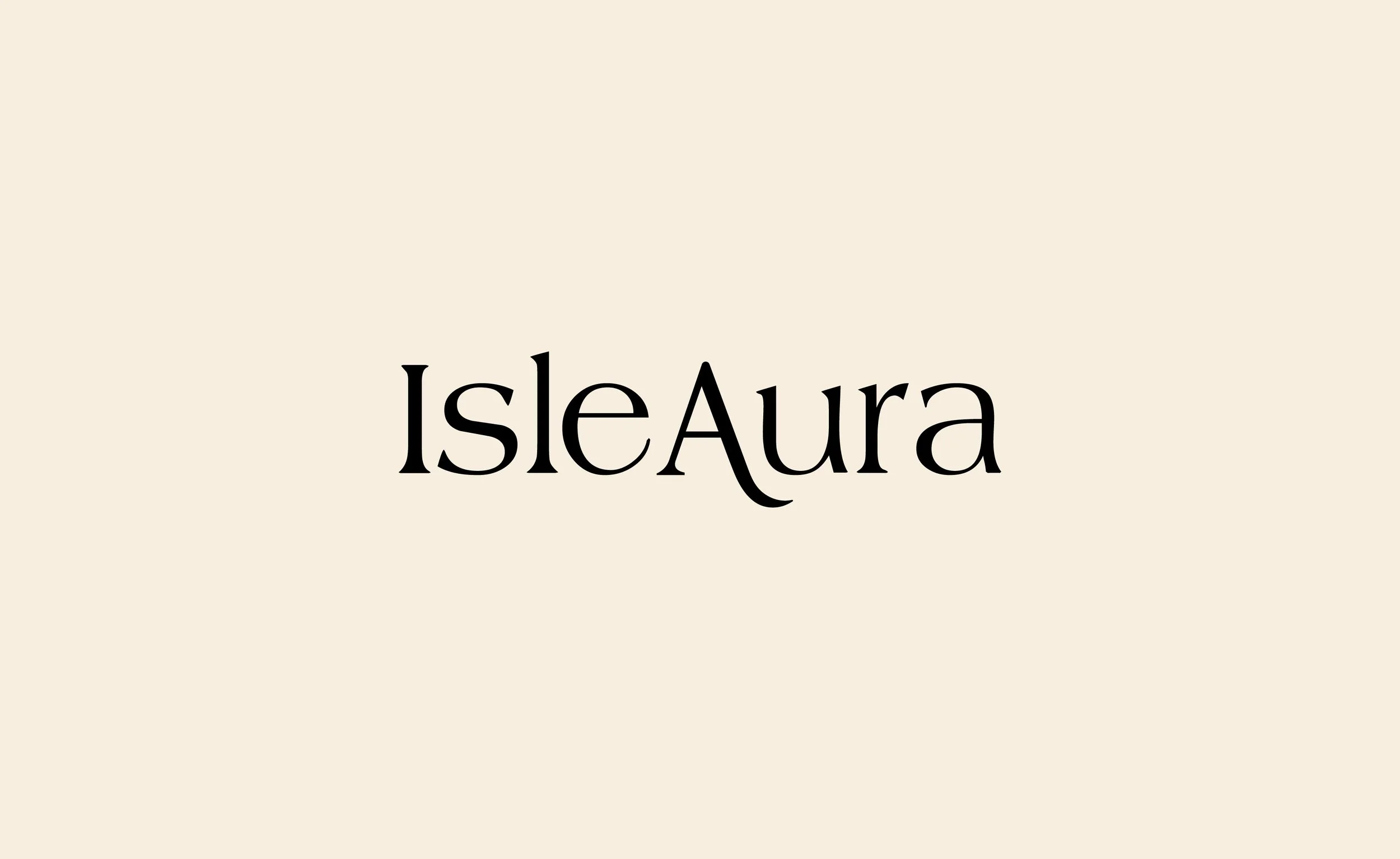 Text on a beige background that reads 'IsleAura' in black font.