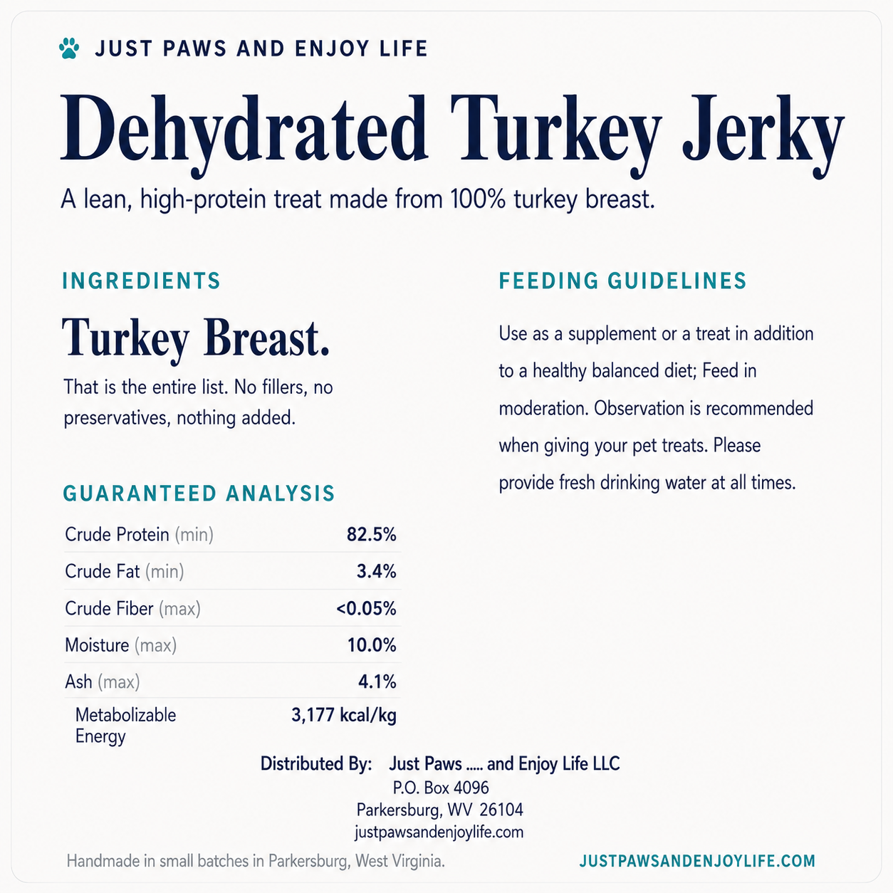Dehydrated Turkey Jerky Nutition Label.png