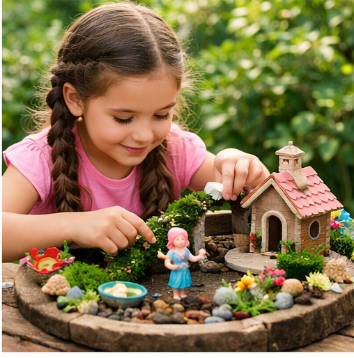 Girl with DIY Fairy Garden.png
