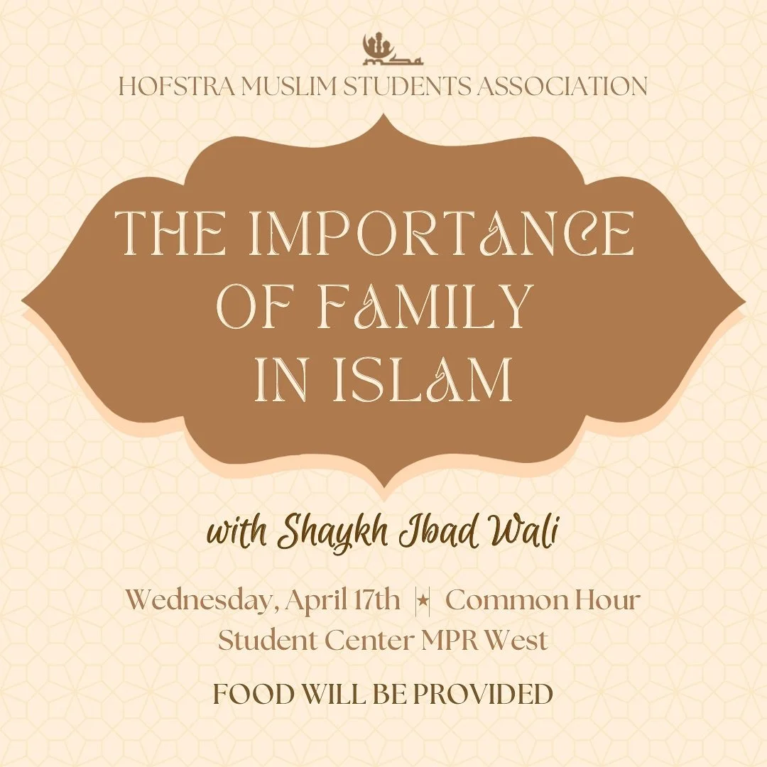 In addition to the two events next week, our last lecture of the semester will be next Wednesday, April 17th during common hour! Join the MSA in the Student Center MPR West as Shaykh Ibad Wali speaks about the importance of family in Islam! There wil