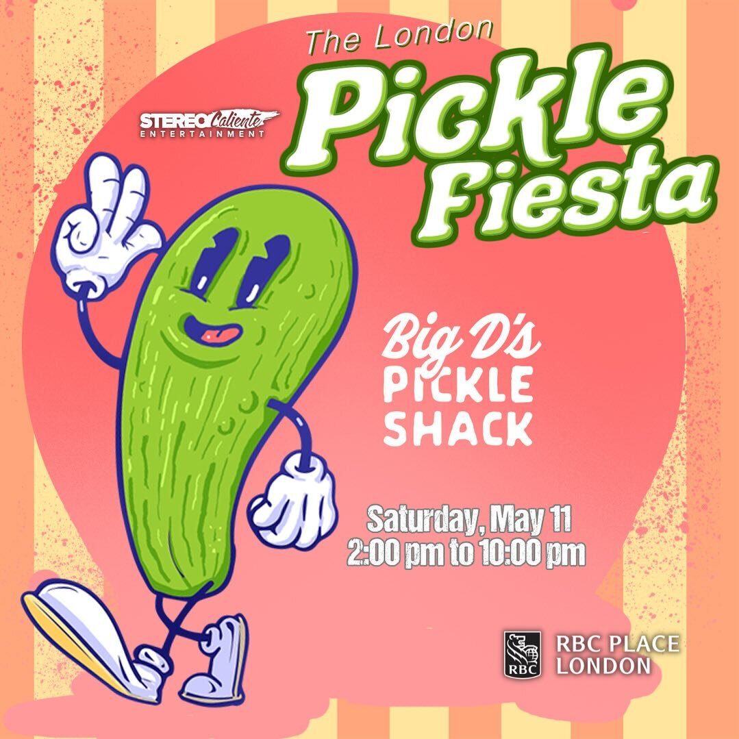 Calling all pickle lovers! Save the date - May 11th  @rbcplacelondon - for the grand Pickle Revolution celebration! Get ready for a briny blast with pickles, beats, and drinks galore! 2:00 pm to 10:00 pm
Tickets on sale now!!