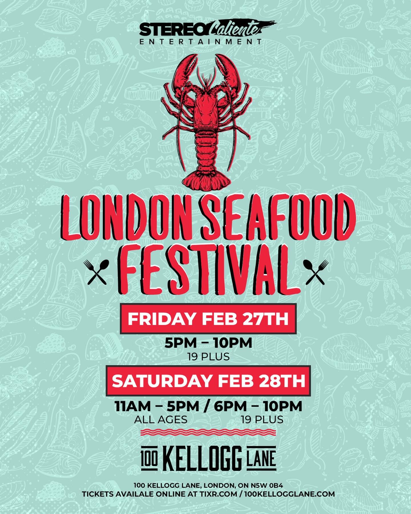 🦞 London Seafood Festival &ndash; 3rd Edition
📍 @100kellogg 
📅 February 27 &amp; 28

An elevated seafood street-food celebration featuring international flavours, live music, and premium cocktails and beer.  Food is Culture - Connection - Identity