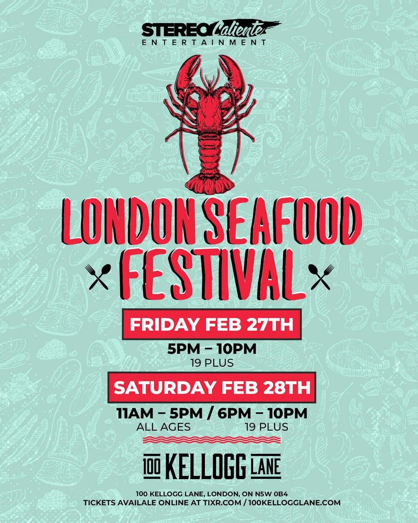 🦞 London Seafood Festival &ndash; 3rd Edition
📍 @100kellogg 
📅 February 27 &amp; 28

An elevated seafood street-food celebration featuring international flavours, live music, and premium cocktails and beer.  Food is Culture - Connection - Identity