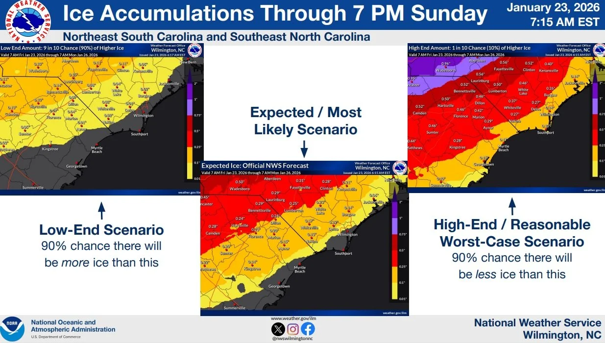 As most people are aware there is a potential for icy weather this weekend. Thankfully it appears to have shifted further north and away from us. It will however be cold still. There is a chance of ice and of course power loss. We are here if anyone 