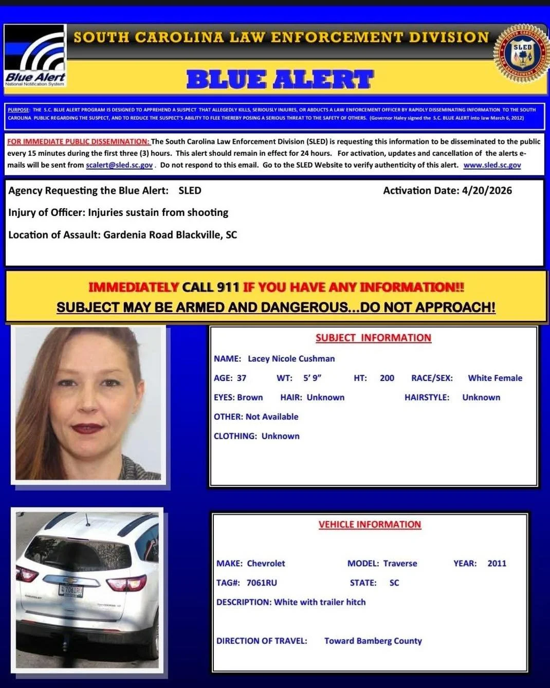 Please be on the lookout for this vehicle and the person on the flyer.