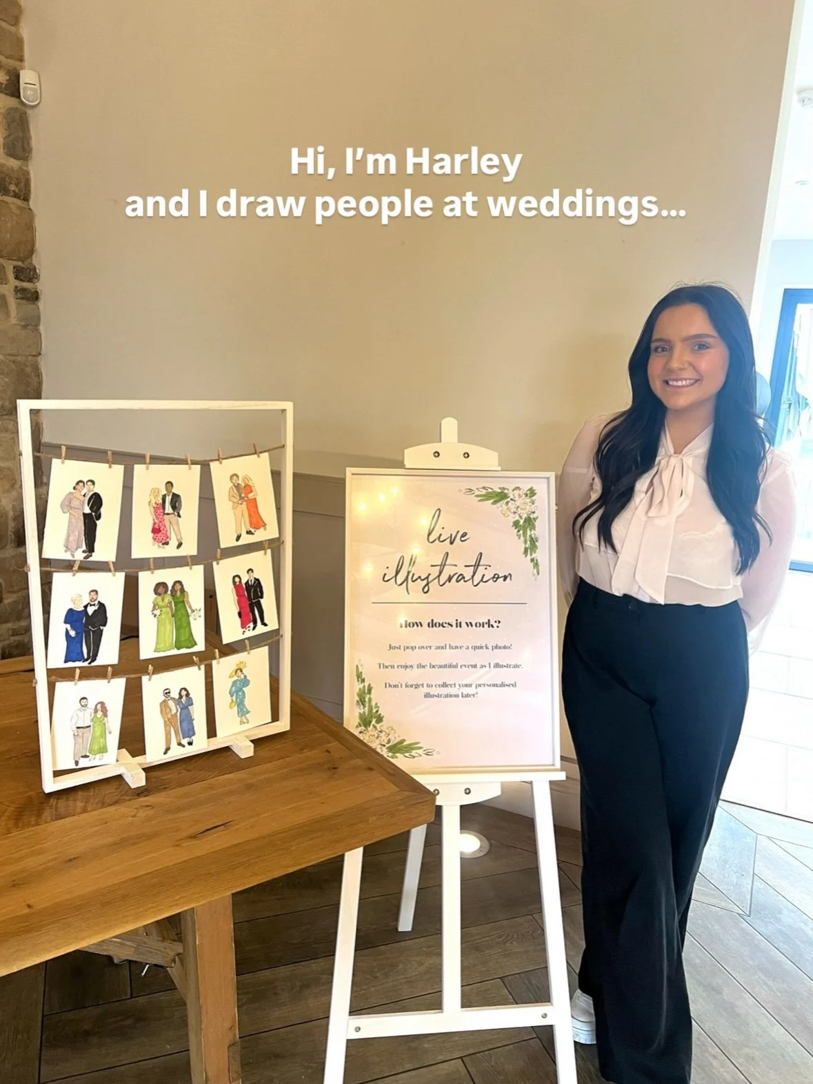 Hi! I&rsquo;m Harley, a Live Wedding Illustrator based in Nottinghamshire in the UK 💒🎨✨

I draw your nearest and dearest on your wedding day, so that they leave with a truly unique keepsake of your special day 🥹

I&rsquo;ve drawn at over 100 weddi