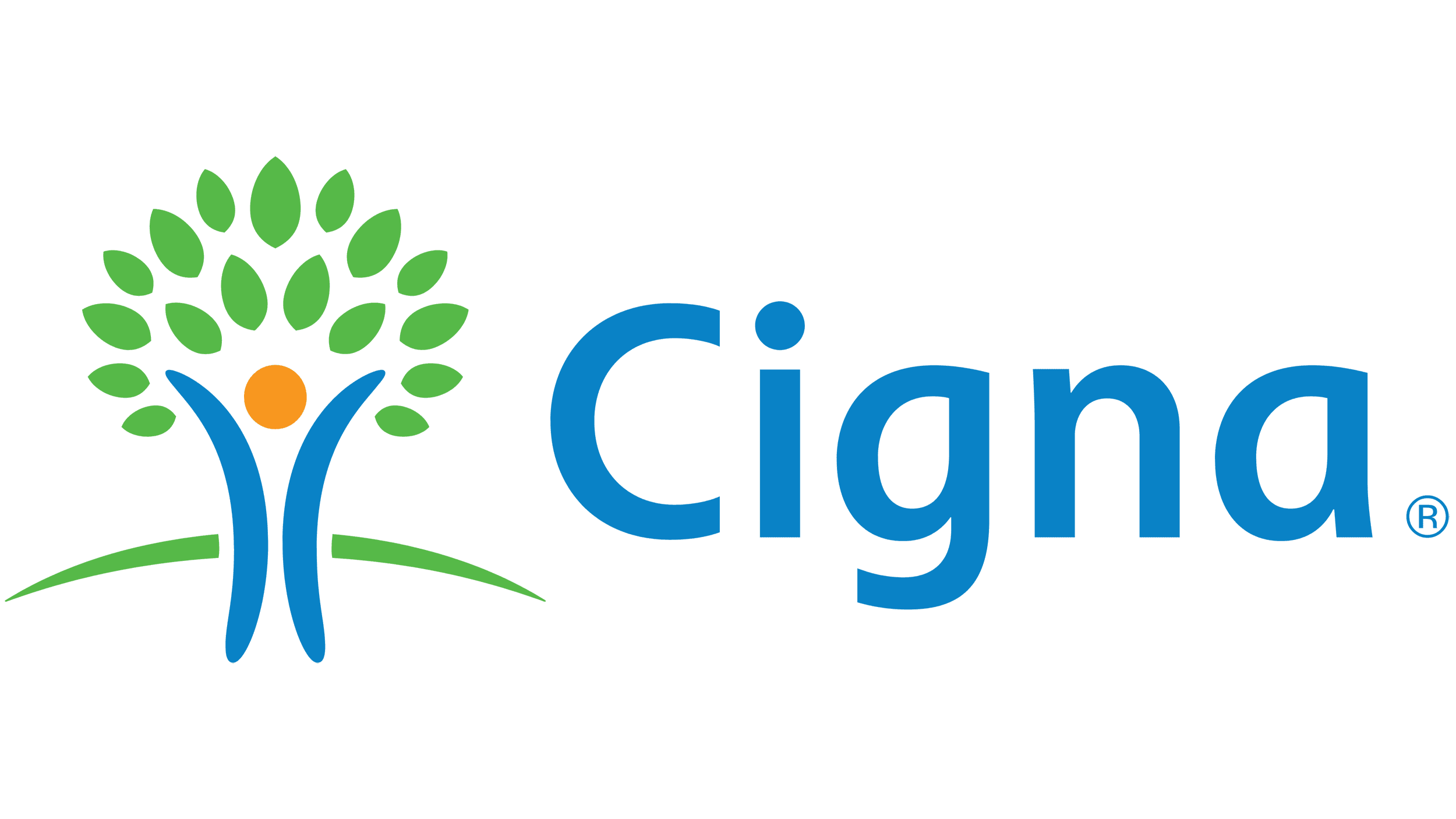 Logo of Cigna featuring a stylized tree with green leaves and a blue trunk, accompanied by the word 'Cigna' in blue text.