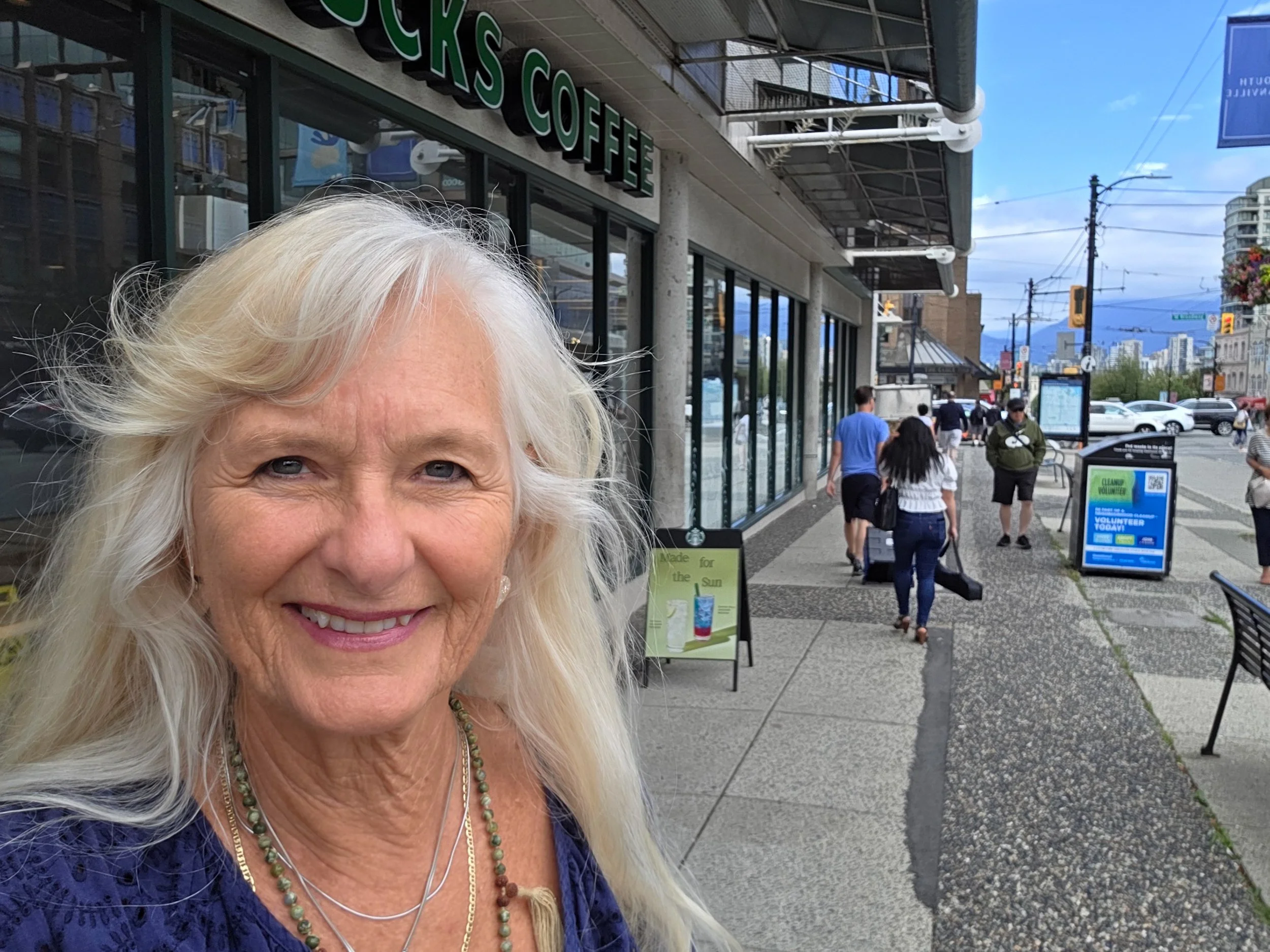 Walking down Granville to Indigo.