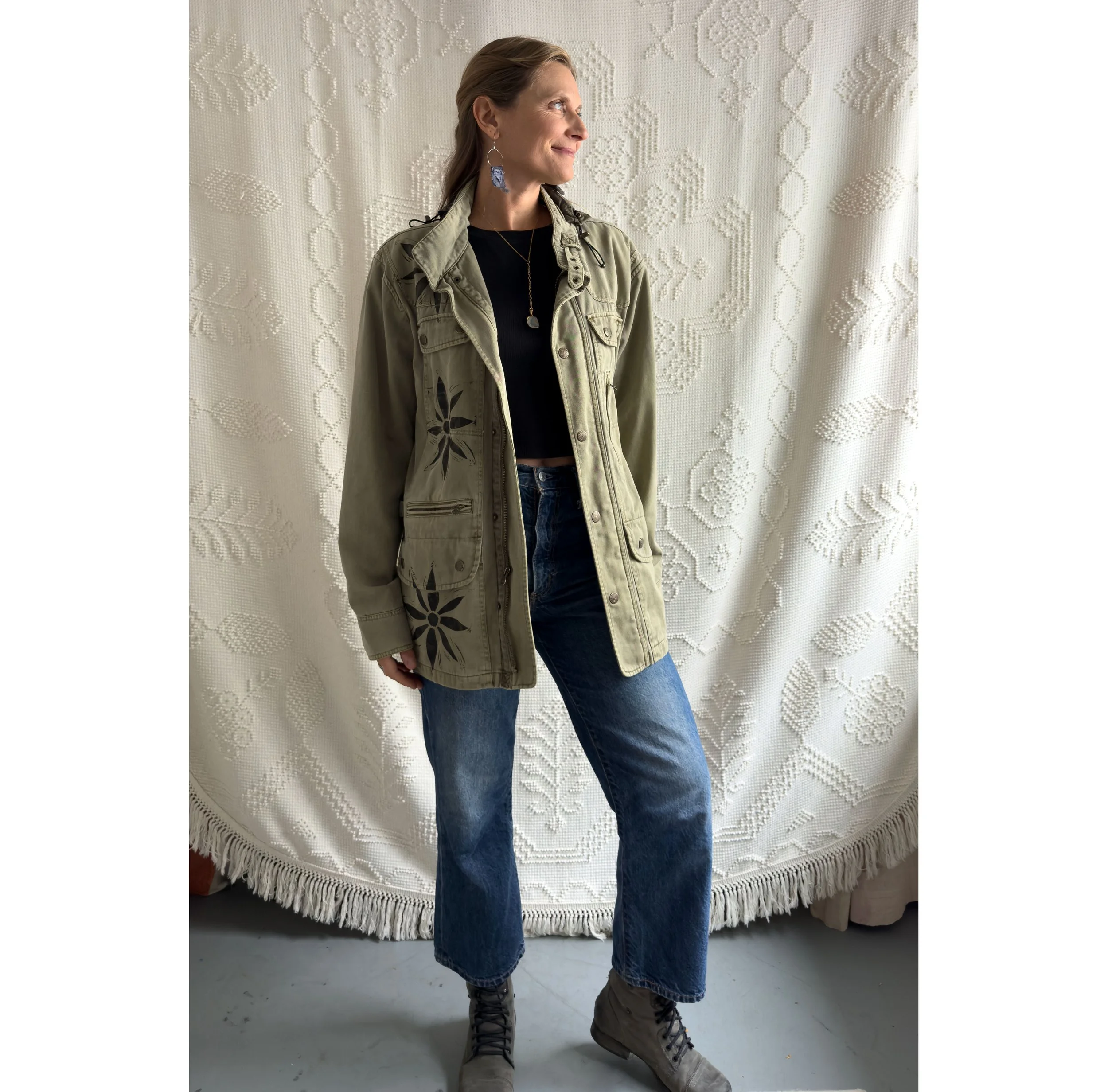 Daisy Flower Block Printed Jacket