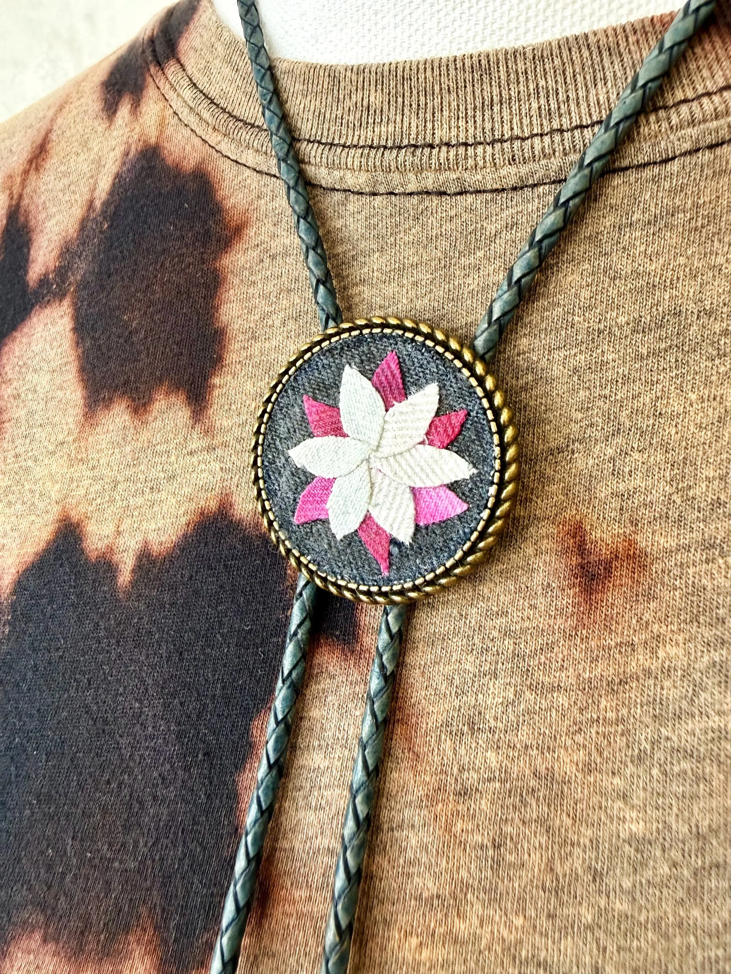 Wildflower Upcycled Denim Bolo Tie