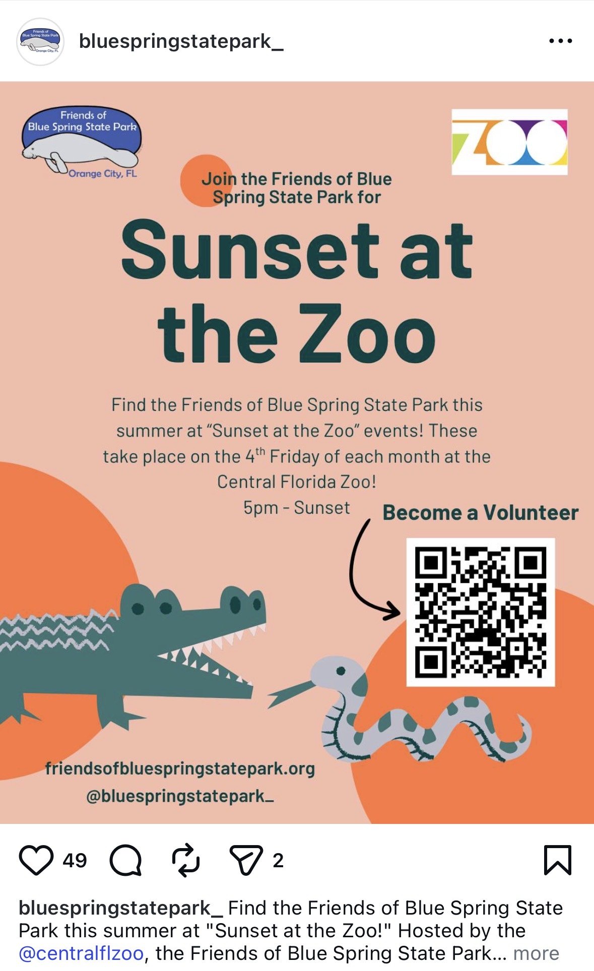 Flyer and caption for upcoming collaborative event "Sunset at the Zoo"